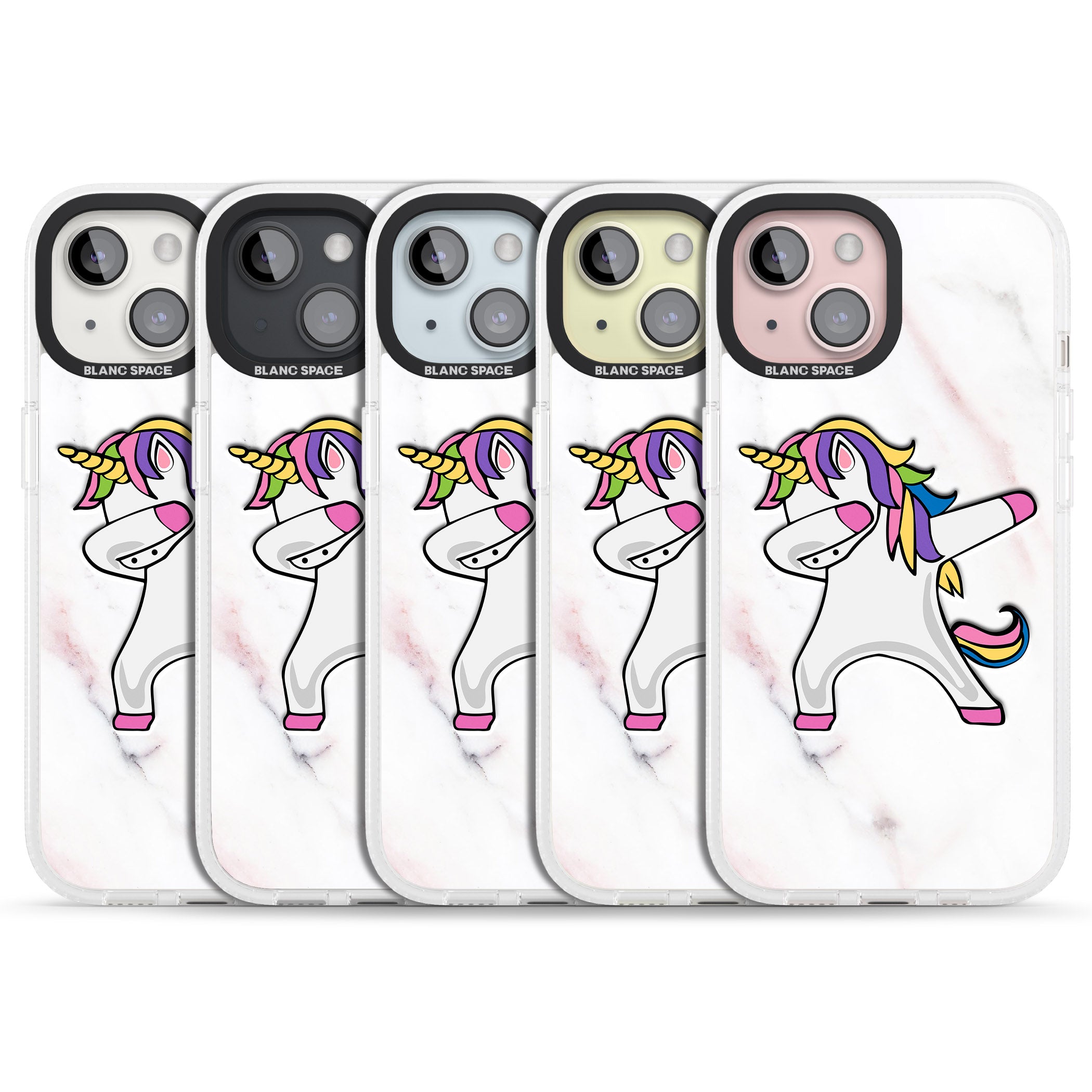 Designer Marble Unicorn Dab iPhone 15 / 14 / 13 Clear Case Impact Air - Blanc Space