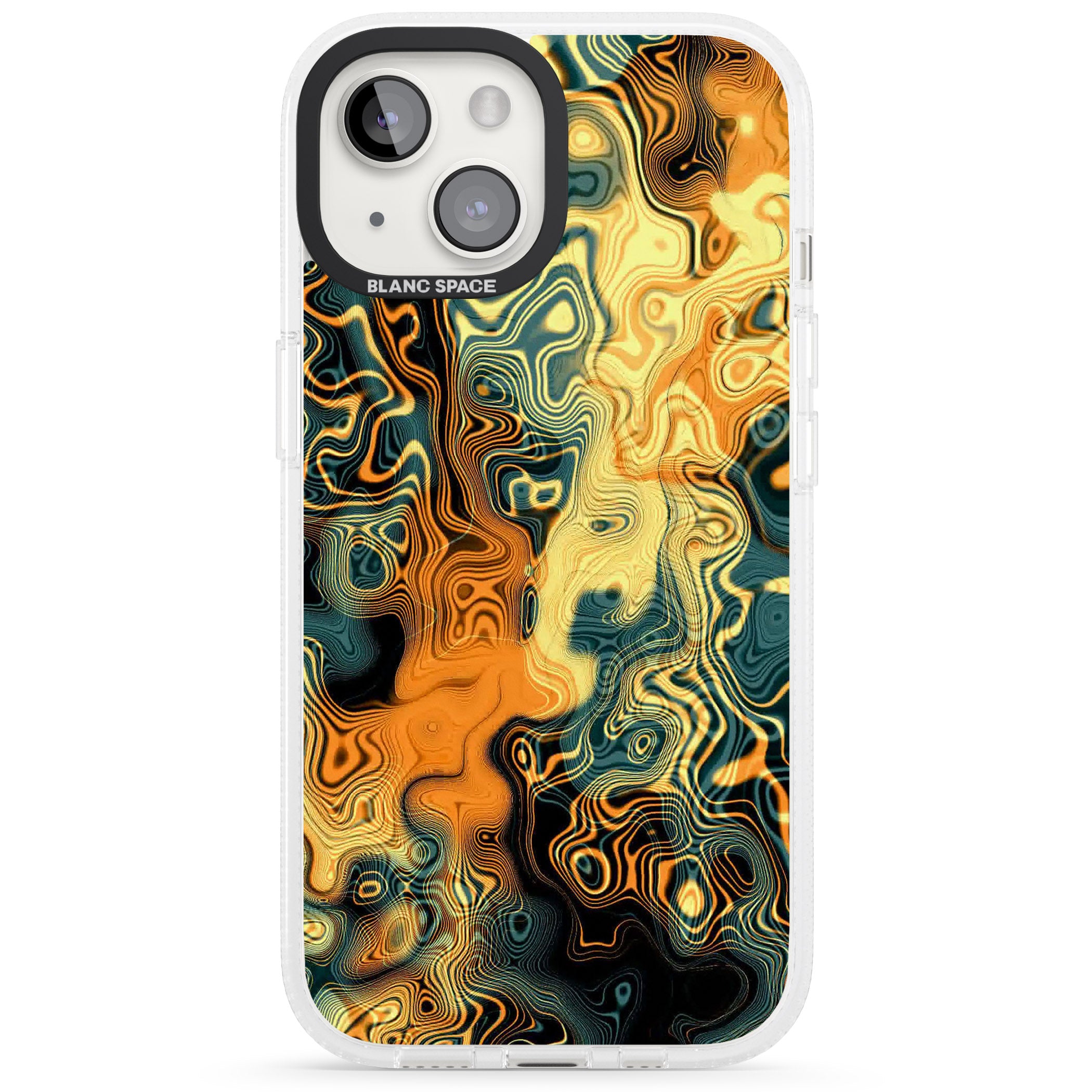 Gold Green Marble iPhone 15 / 14 / 13 Clear Case Impact Air - Blanc Space