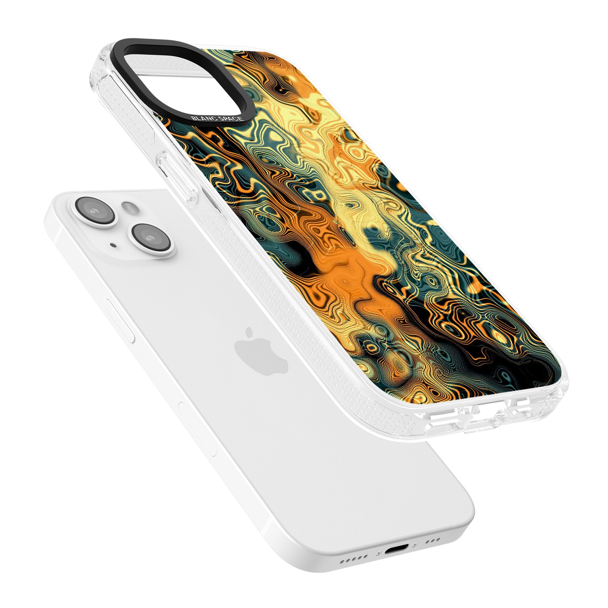 Gold Green Marble iPhone 15 / 14 / 13 Clear Case Impact Air - Blanc Space