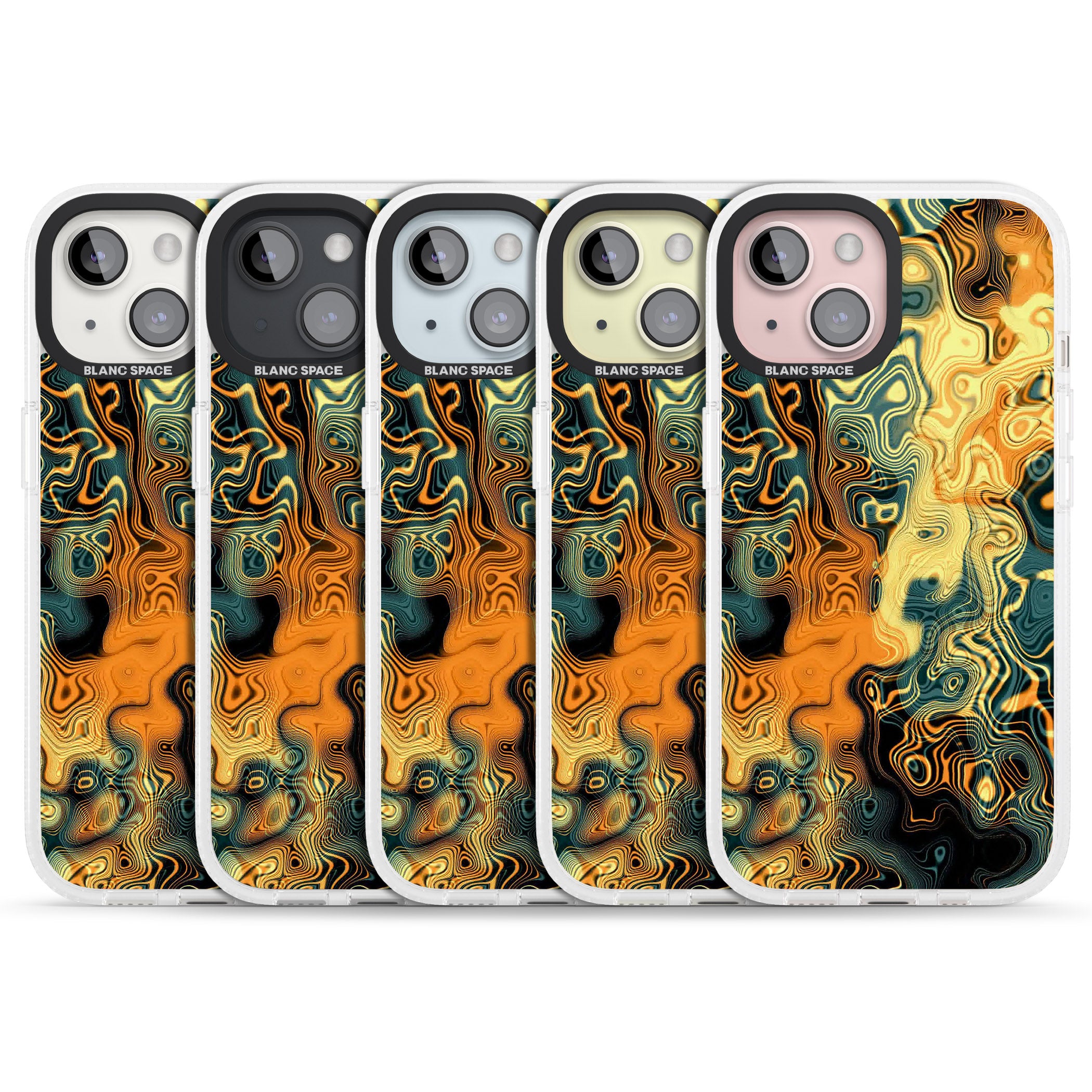 Gold Green Marble iPhone 15 / 14 / 13 Clear Case Impact Air - Blanc Space