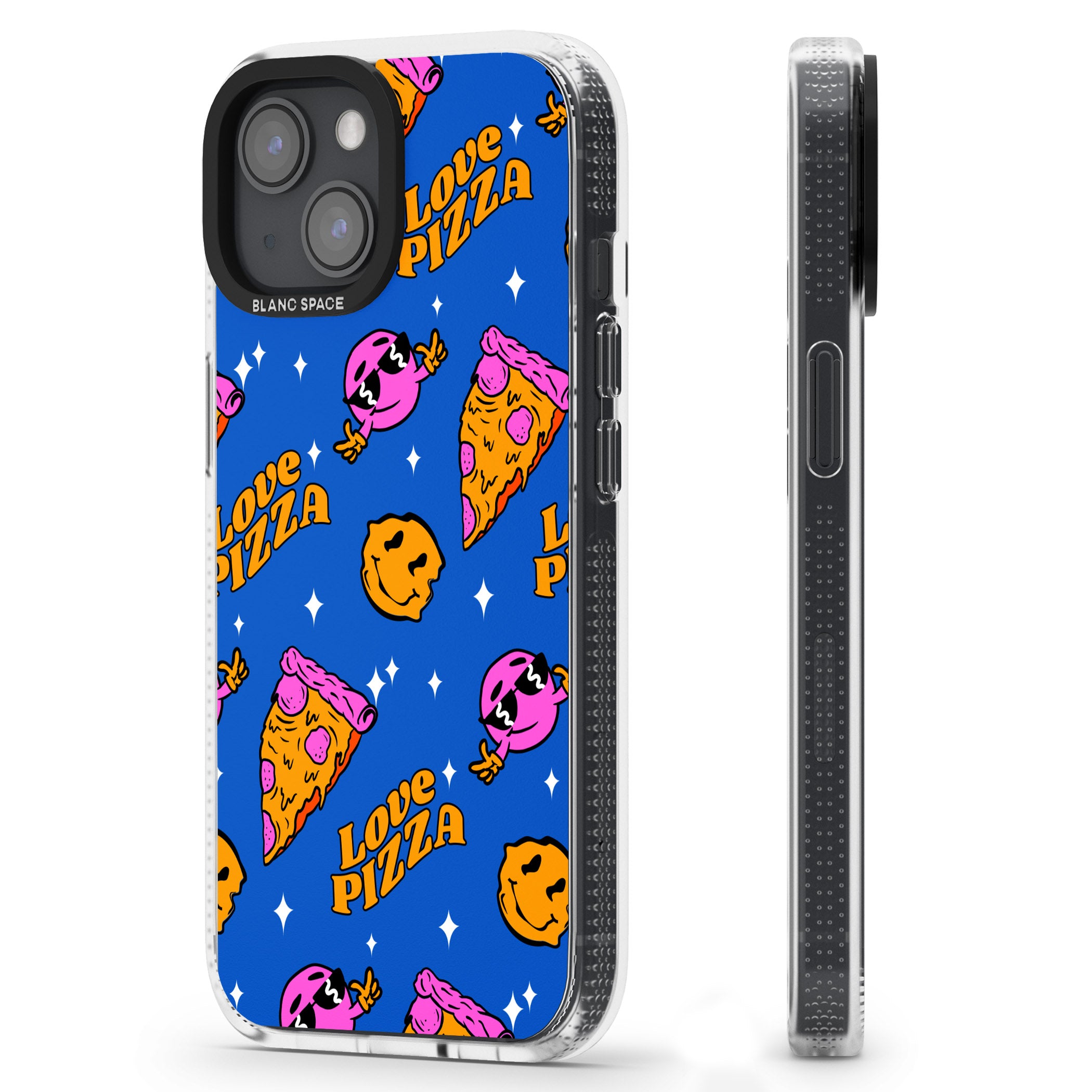 Psychedelic Love Pizza Pattern iPhone 15 / 14 / 13 Clear Case Impact Air - Blanc Space