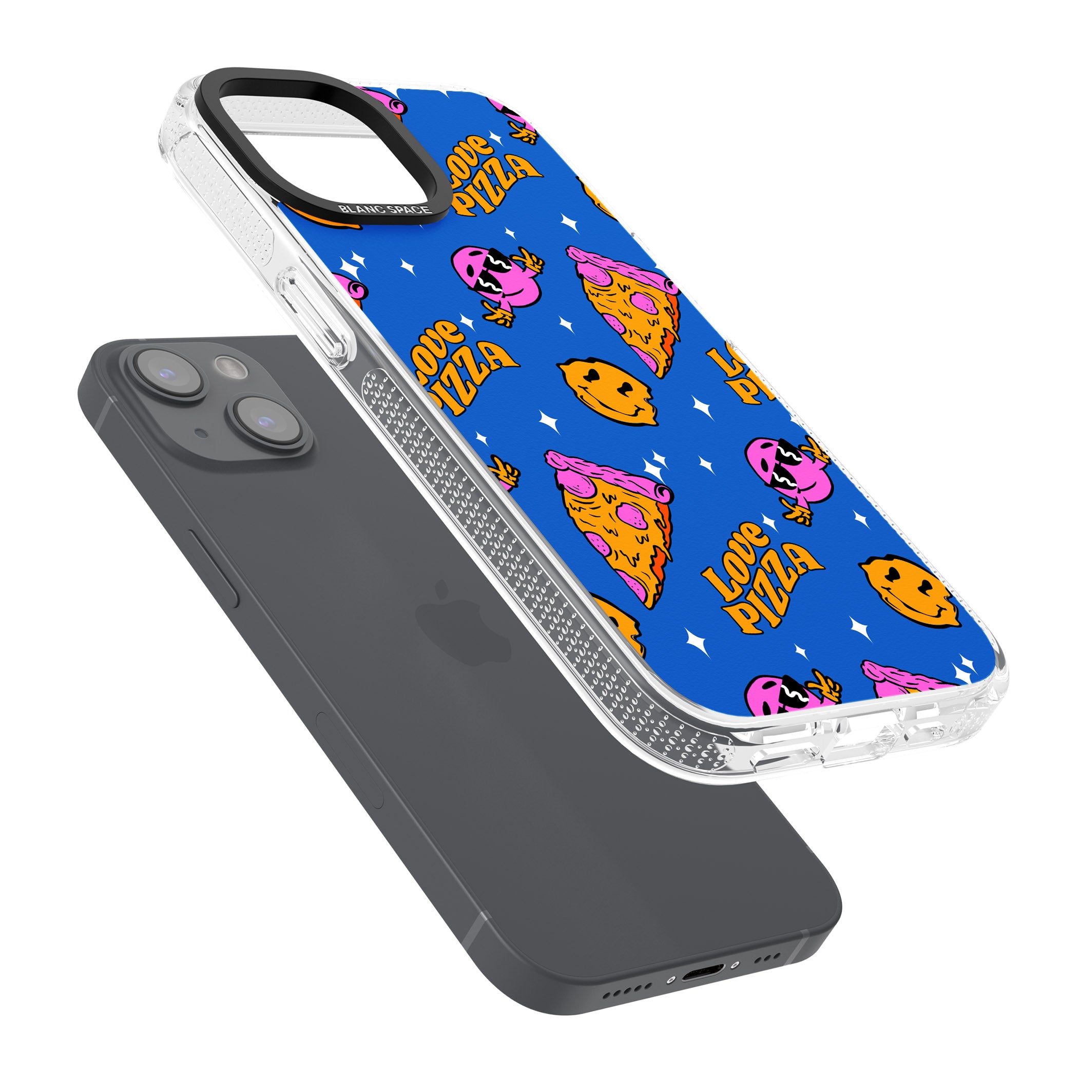 Psychedelic Love Pizza Pattern iPhone 15 / 14 / 13 Clear Case Impact Air - Blanc Space