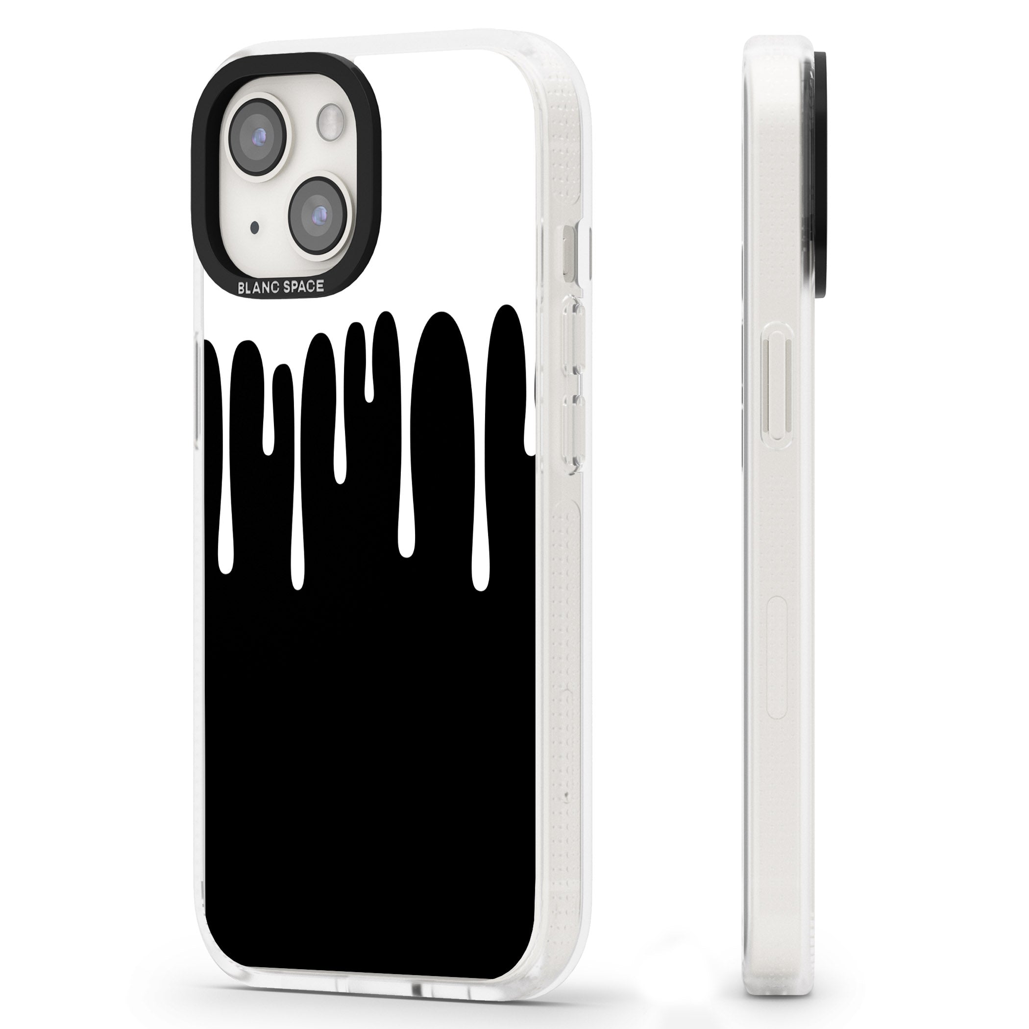 Melted Effect: White & Black iPhone 15 / 14 / 13 Clear Case Impact Air - Blanc Space