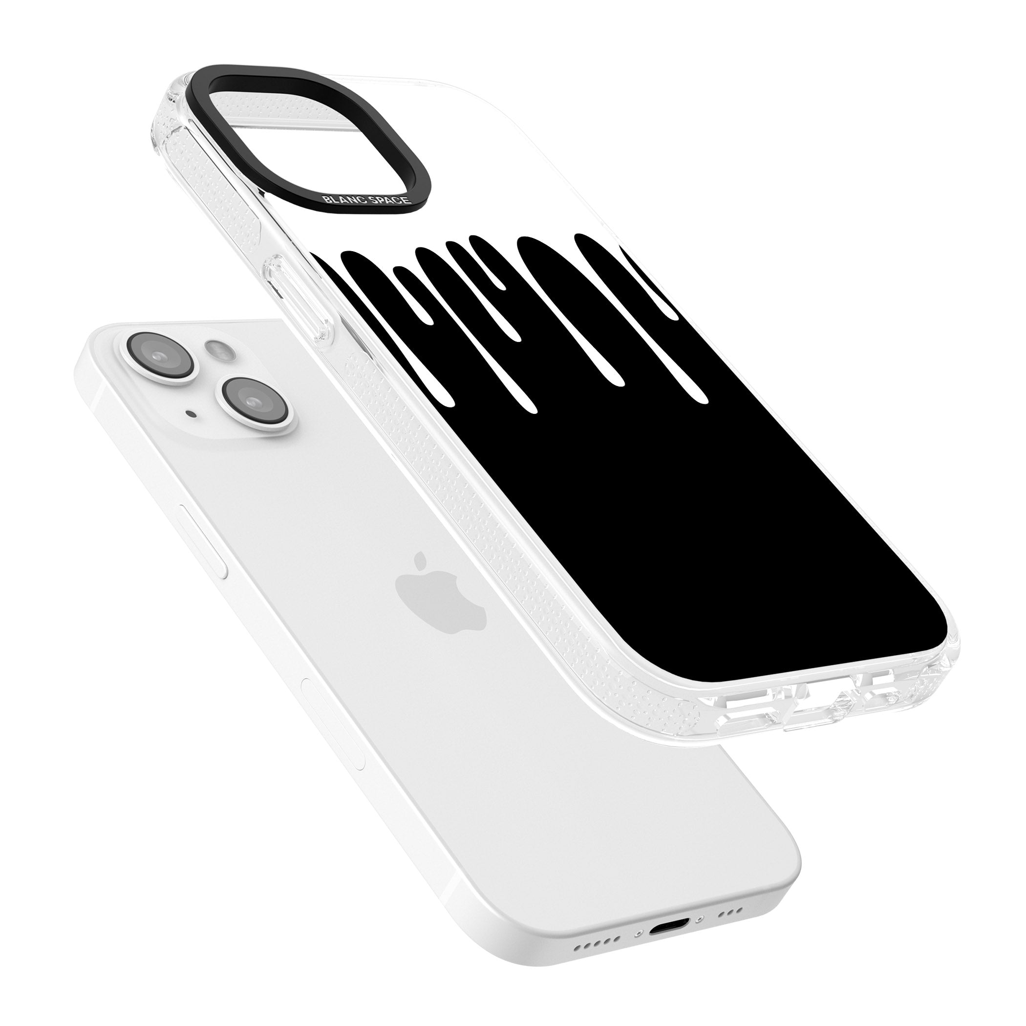 Melted Effect: White & Black iPhone 15 / 14 / 13 Clear Case Impact Air - Blanc Space