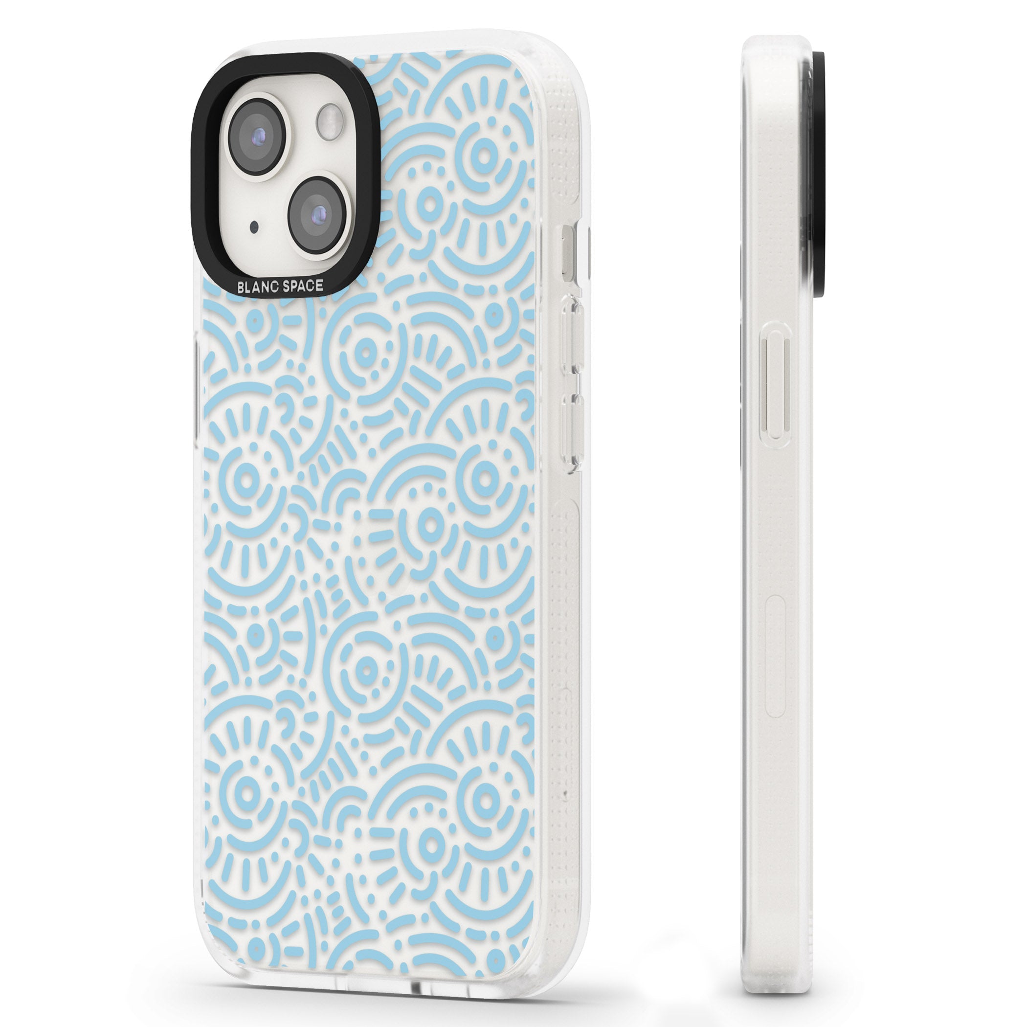 Light Blue Pattern Memphis Retro Pattern Design iPhone 15 / 14 / 13 Clear Case Impact Air - Blanc Space