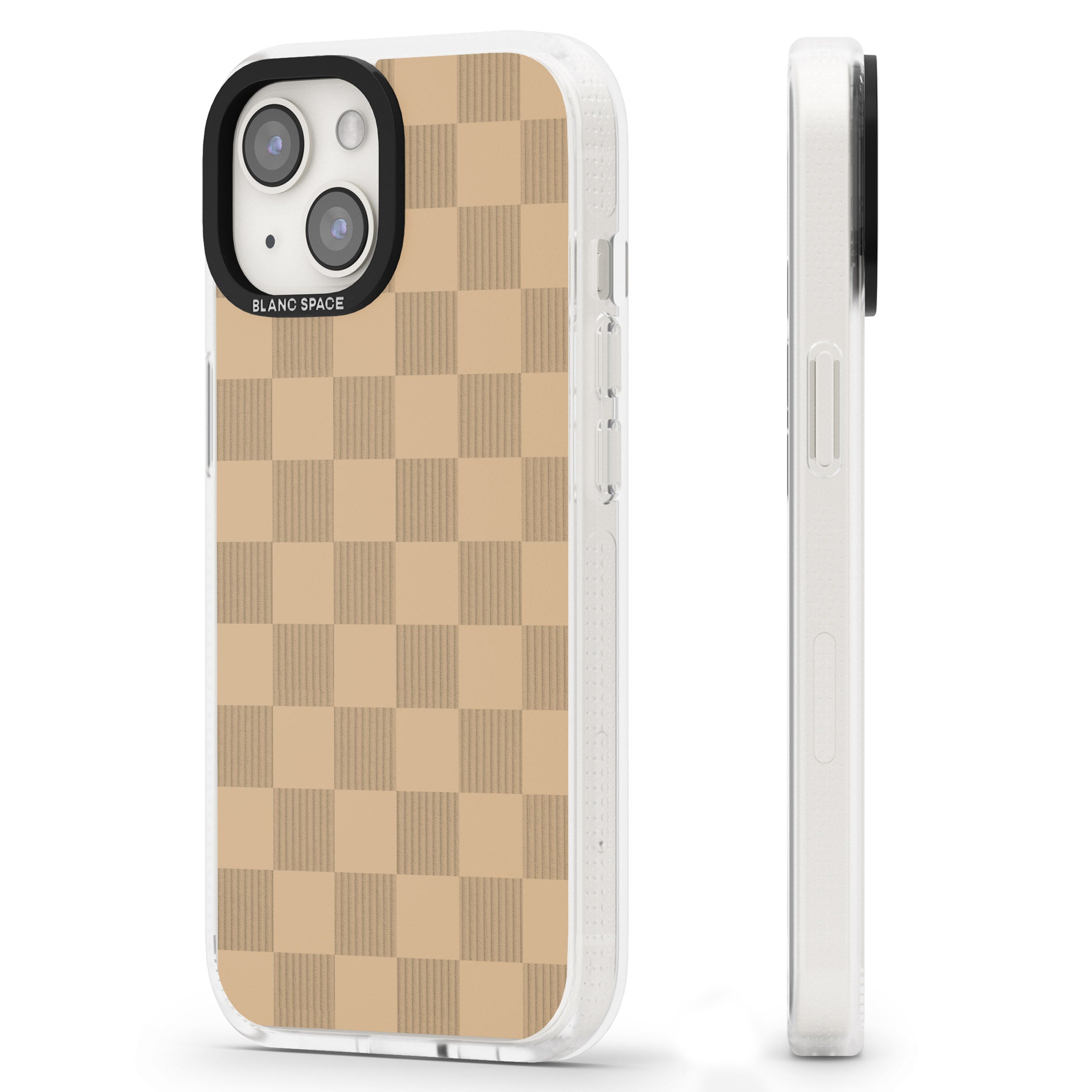 BEIGE CHECKERED iPhone 15 / 14 / 13 Clear Case Impact Air - Blanc Space