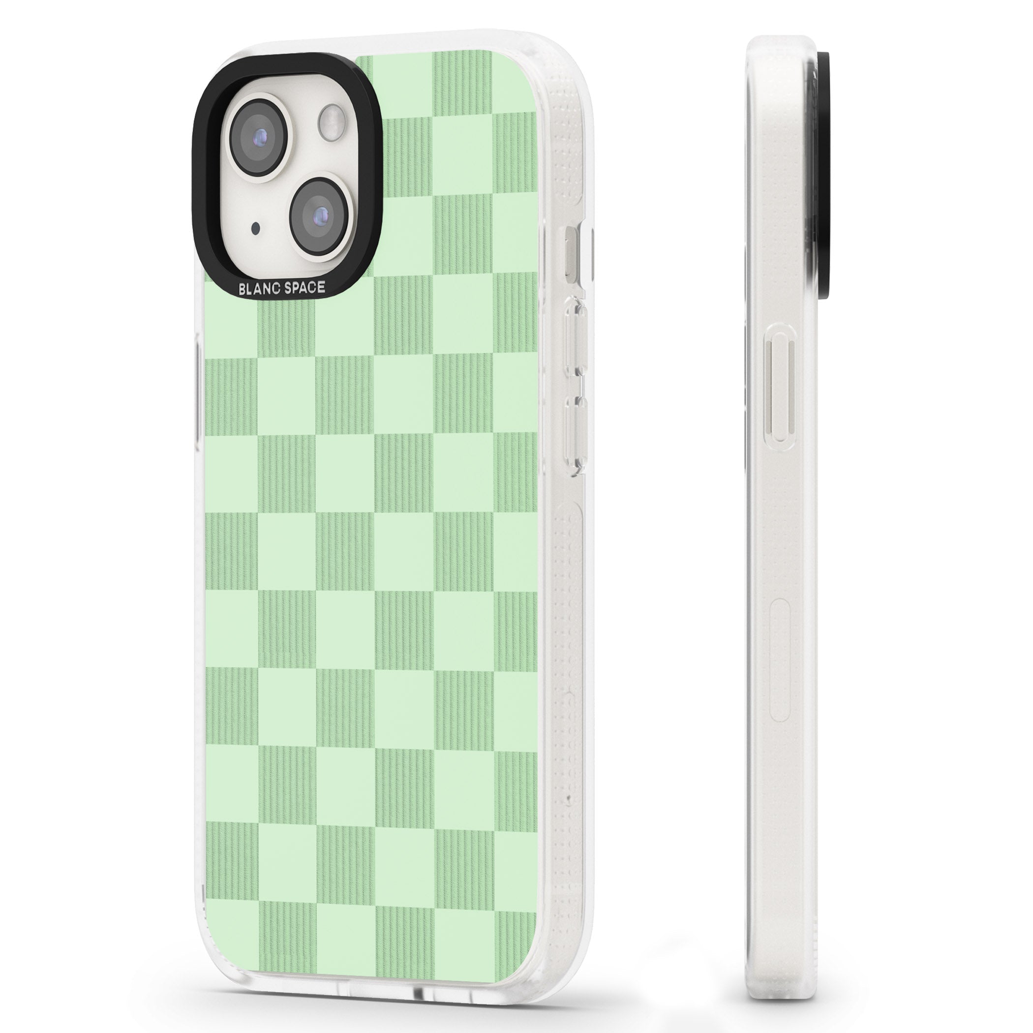SEAFOAM CHECKERED iPhone 15 / 14 / 13 Clear Case Impact Air - Blanc Space
