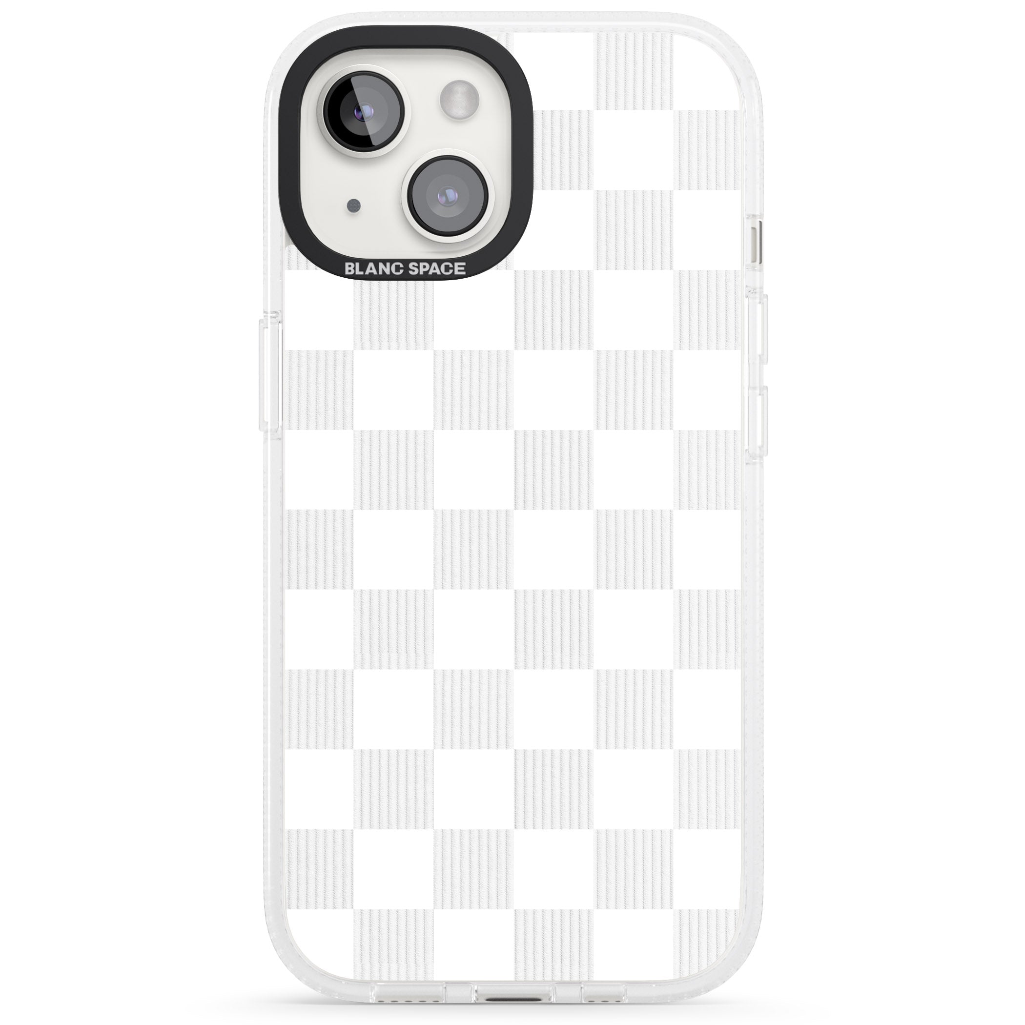WHITE CHECKERED iPhone 15 / 14 / 13 Clear Case Impact Air - Blanc Space