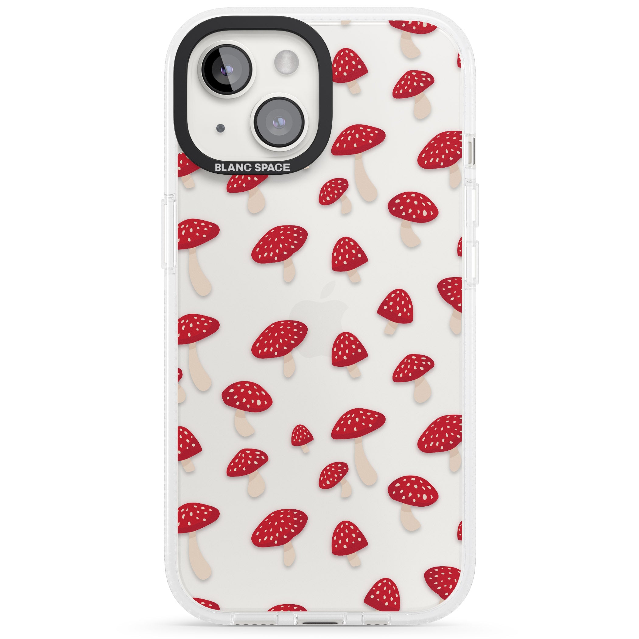 Magical Mushrooms Pattern iPhone 15 / 14 / 13 Clear Case Impact Air - Blanc Space