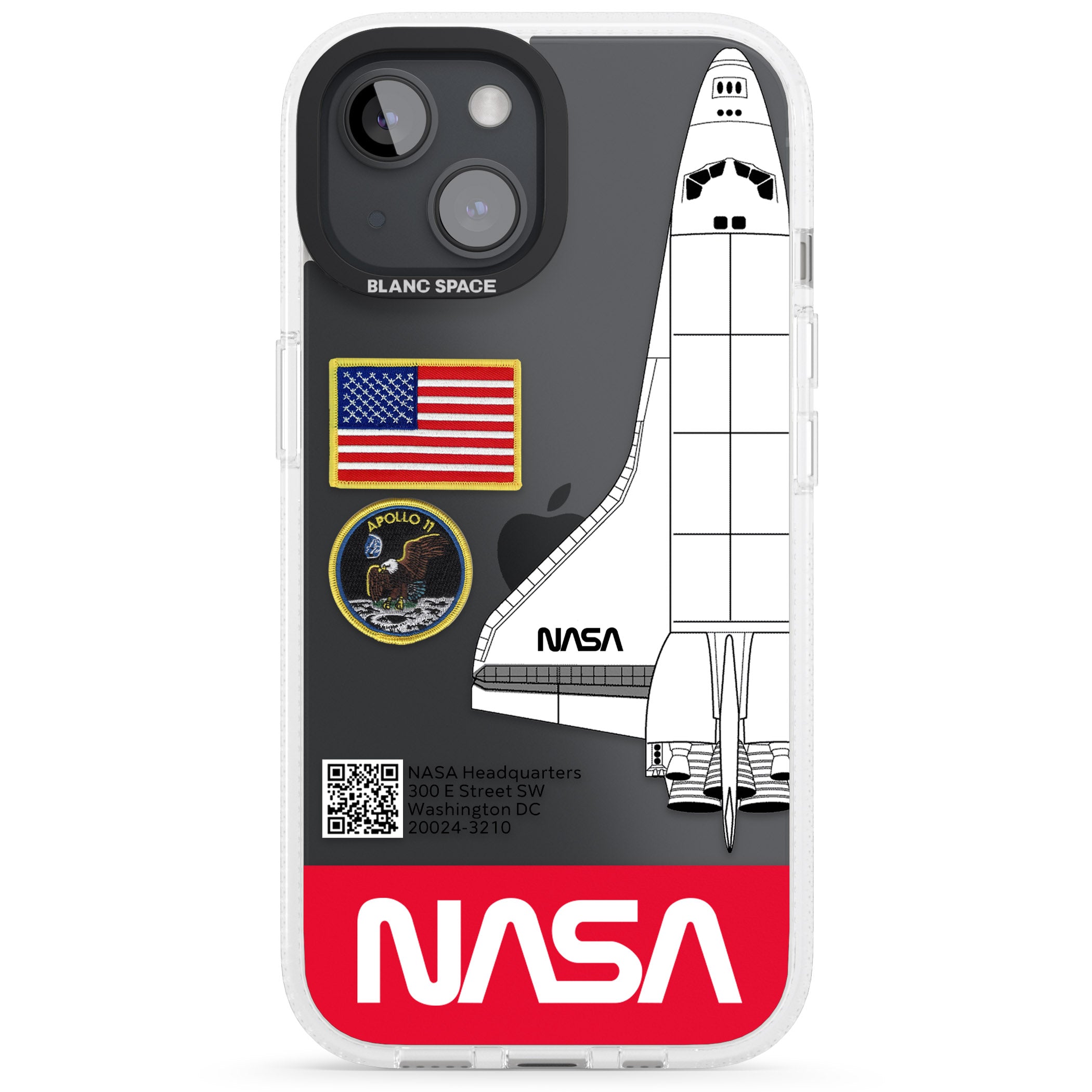 NASA Apollo 11 iPhone 15 / 14 / 13 Clear Case Impact Air - Blanc Space