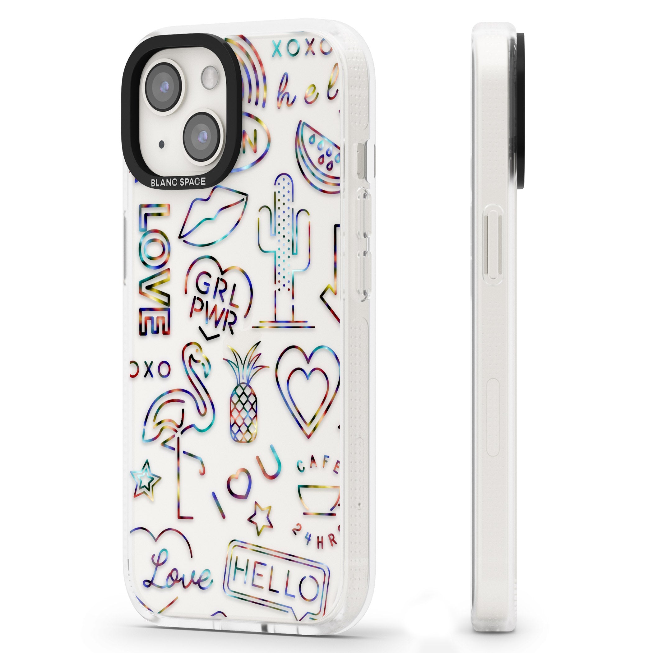 Funky nebula Neon Sign iPhone 15 / 14 / 13 Clear Case Impact Air - Blanc Space