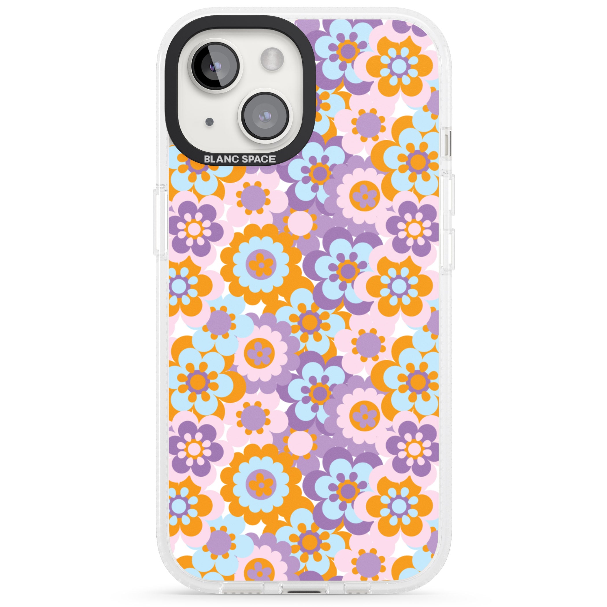 Flower Power Pattern iPhone 15 / 14 / 13 Clear Case Impact Air - Blanc Space