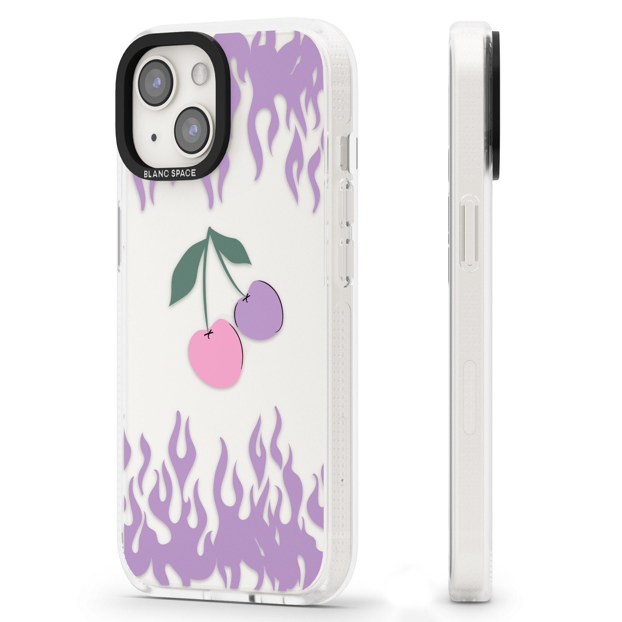 Cherries n' Flames iPhone 15 / 14 / 13 Clear Case Impact Air - Blanc Space