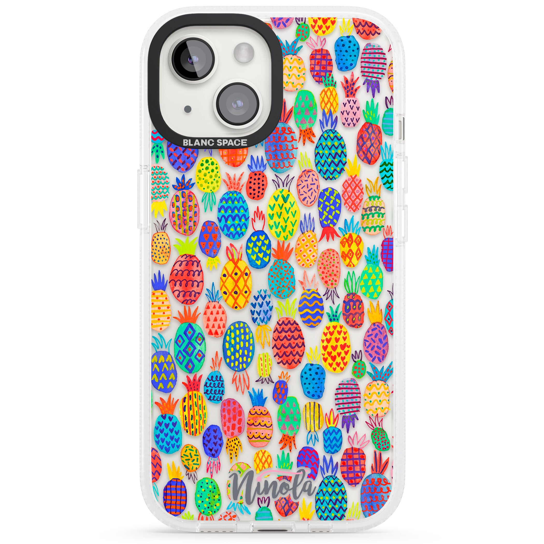 Cute Pineapples iPhone 15 / 14 / 13 Clear Case Impact Air - Blanc Space