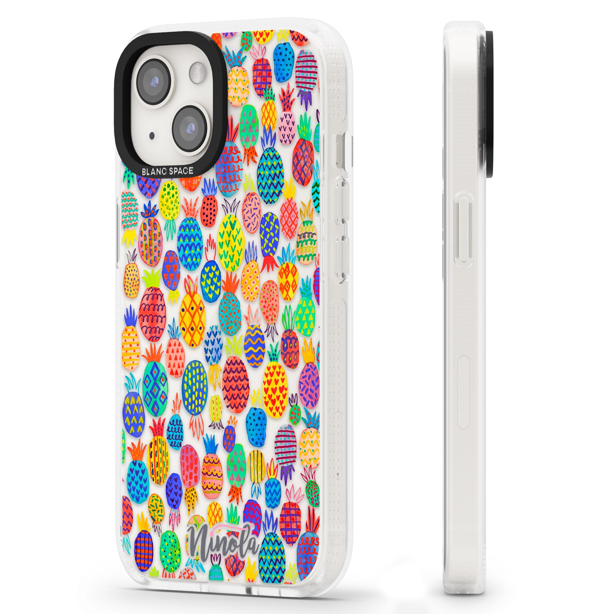 Cute Pineapples iPhone 15 / 14 / 13 Clear Case Impact Air - Blanc Space