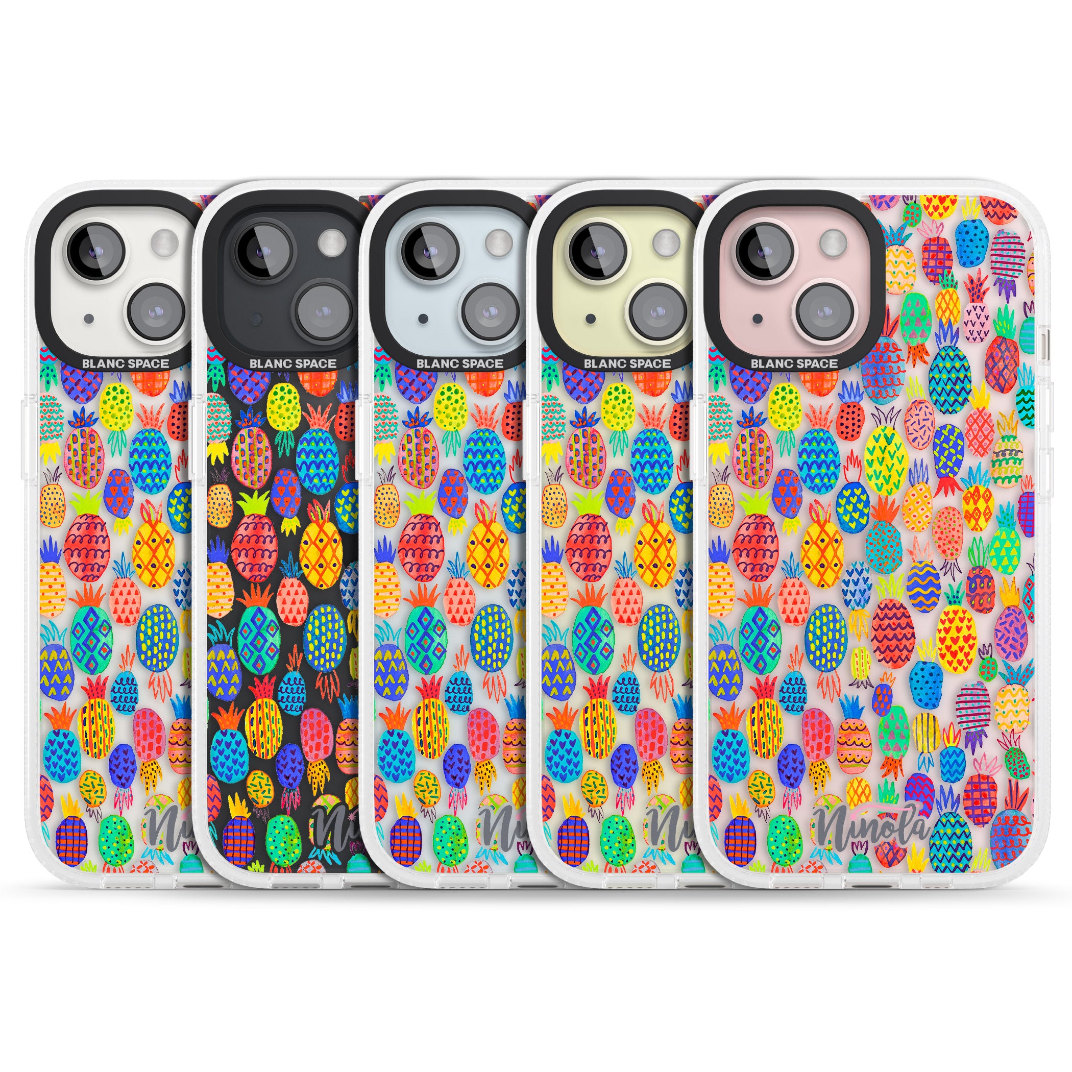 Cute Pineapples iPhone 15 / 14 / 13 Clear Case Impact Air - Blanc Space
