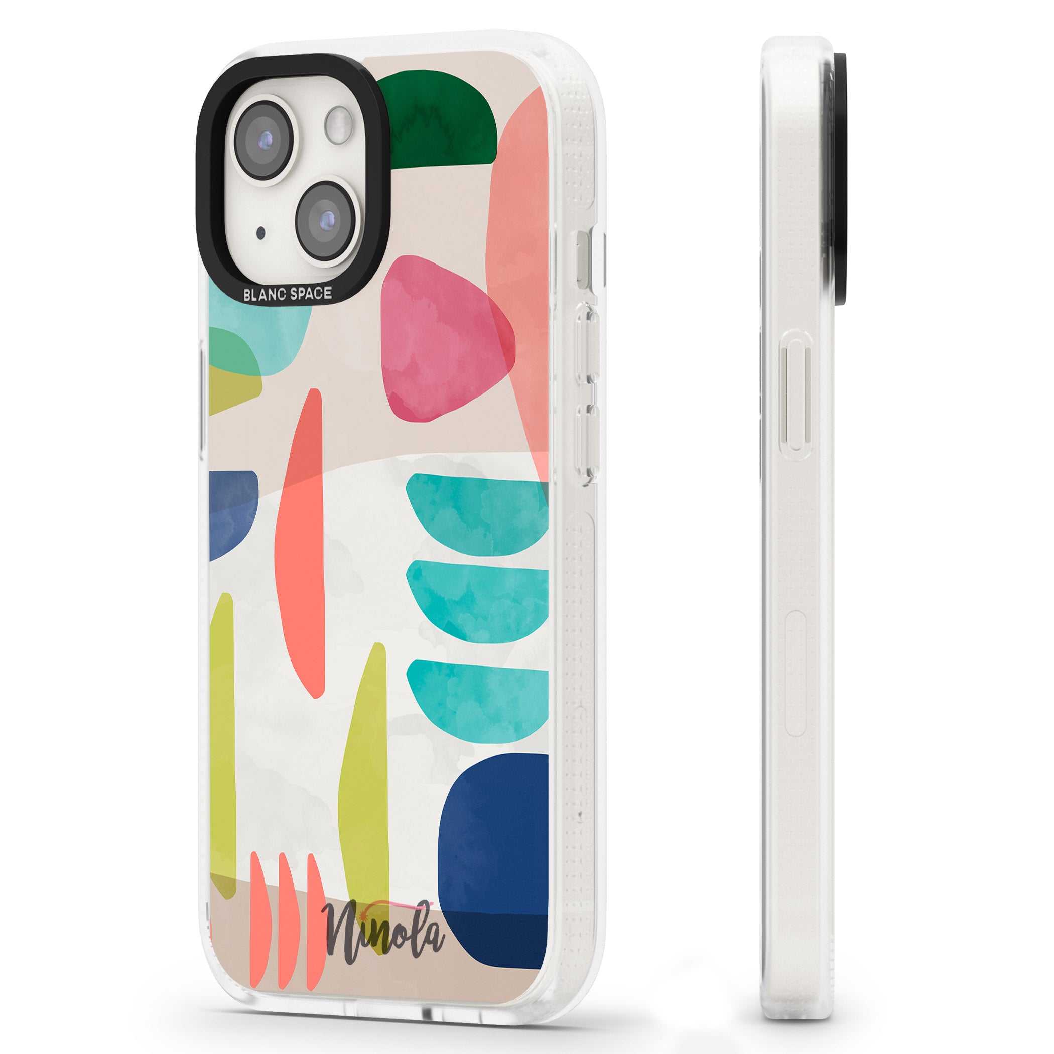 Organic Bold Shapes iPhone 15 / 14 / 13 Clear Case Impact Air - Blanc Space