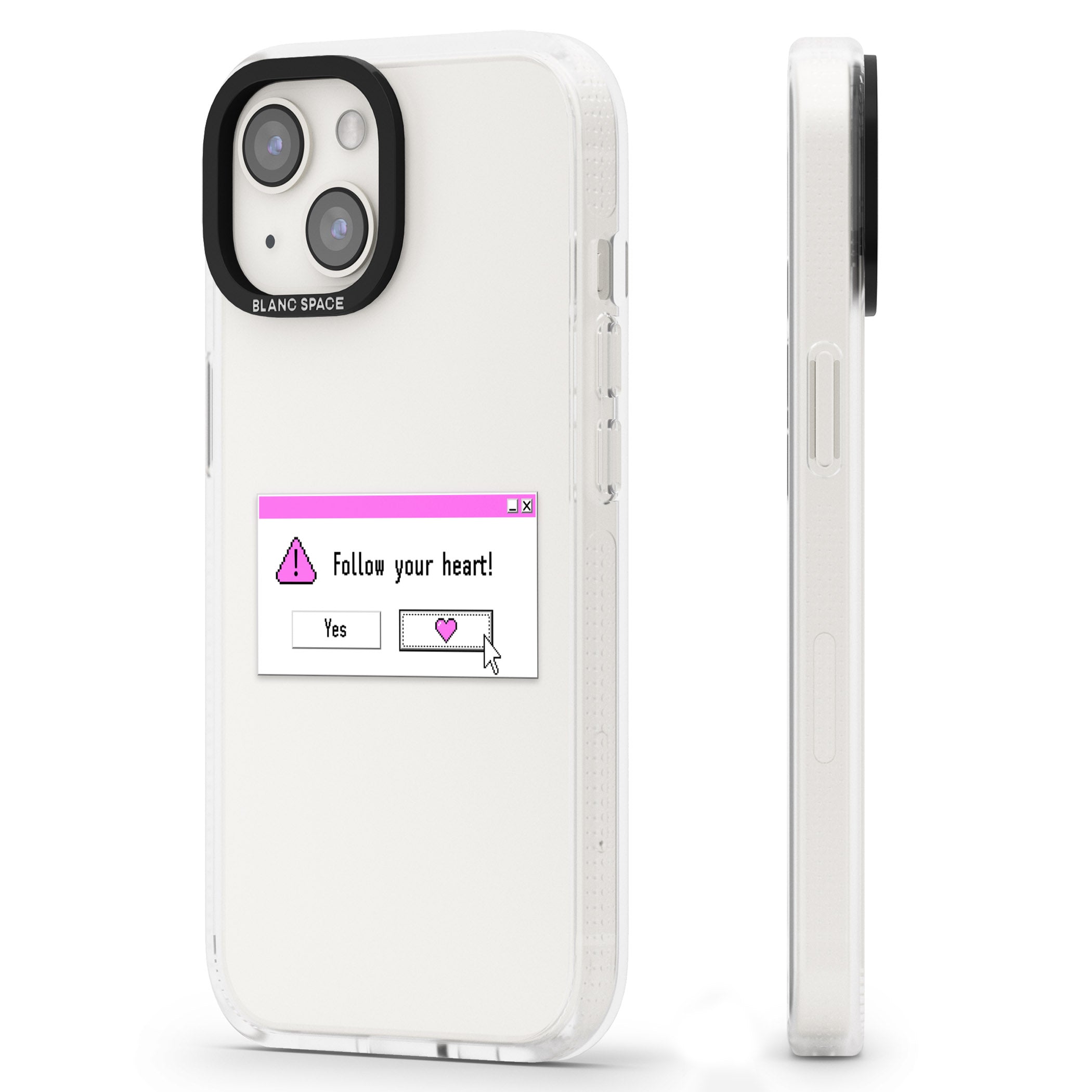 Follow your heart.exe iPhone 15 / 14 / 13 Clear Case Impact Air - Blanc Space