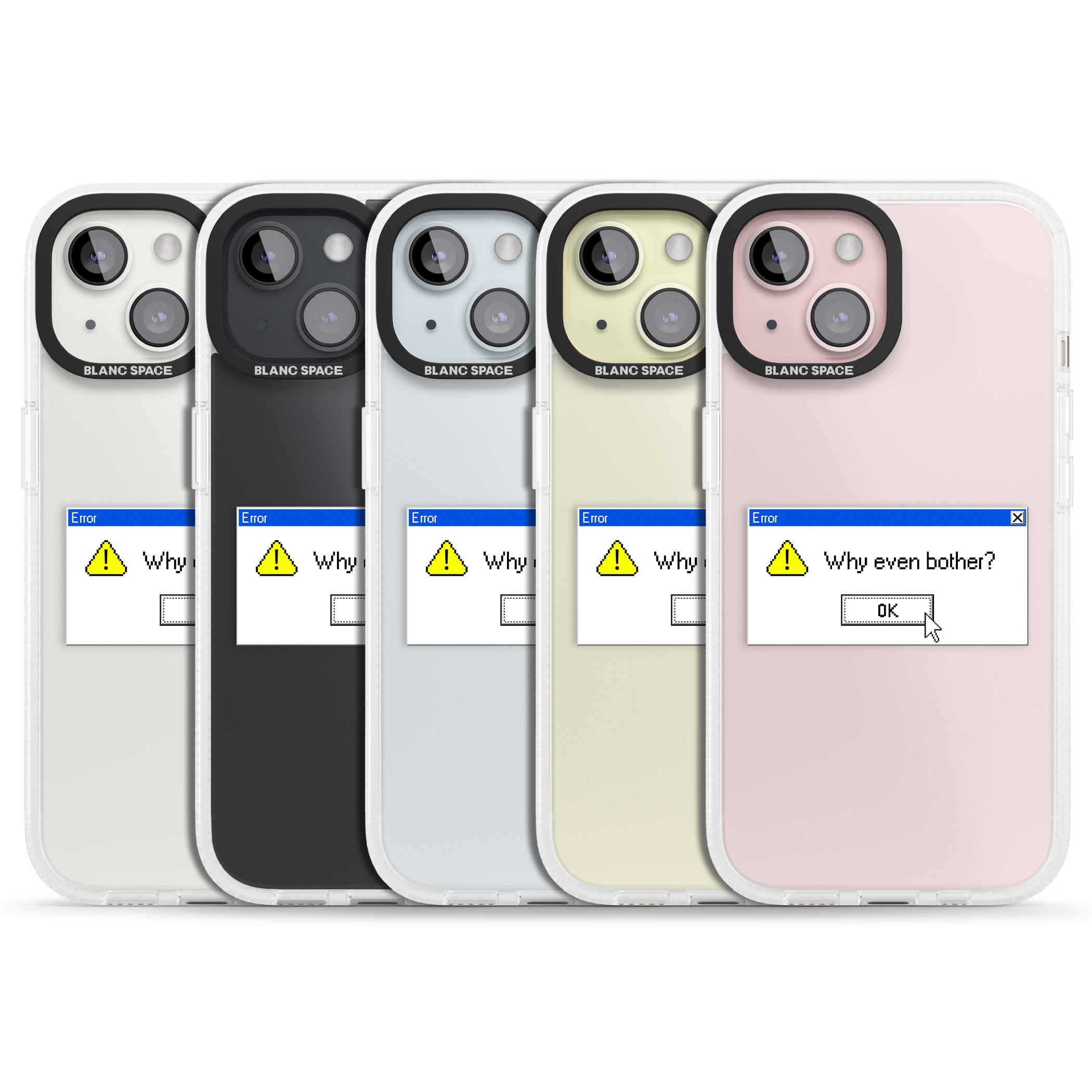 Why even bother?.exe iPhone 15 / 14 / 13 Clear Case Impact Air - Blanc Space