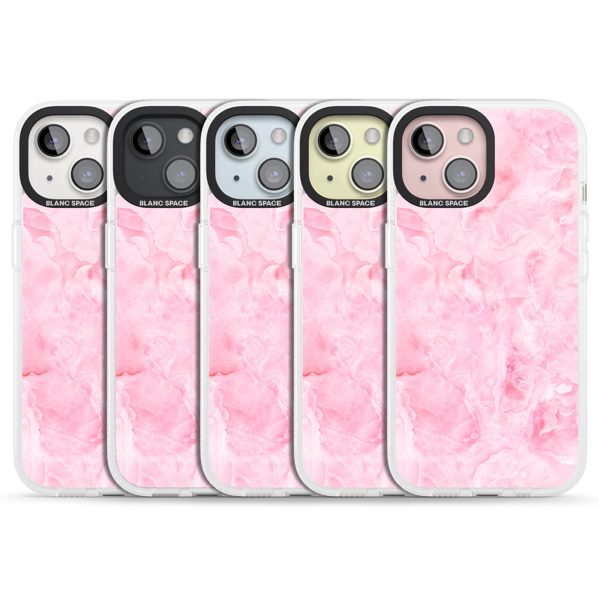Bright Pink Onyx Marble Texture iPhone 15 / 14 / 13 Clear Case Impact Air - Blanc Space