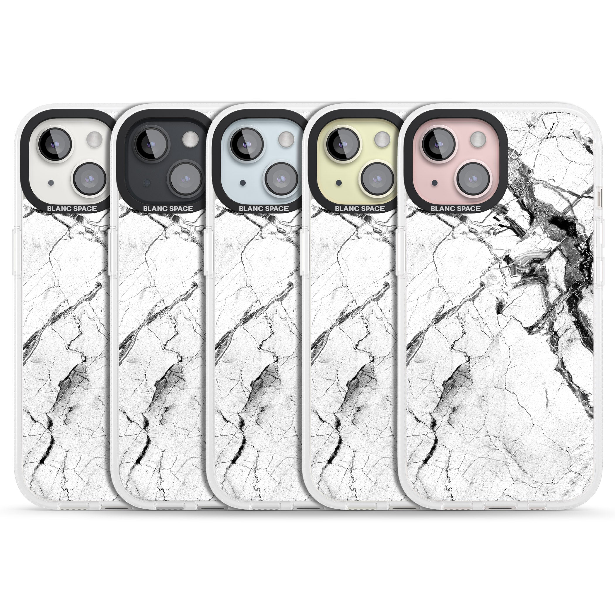 Black & White Stormy Marble iPhone 15 / 14 / 13 Clear Case Impact Air - Blanc Space
