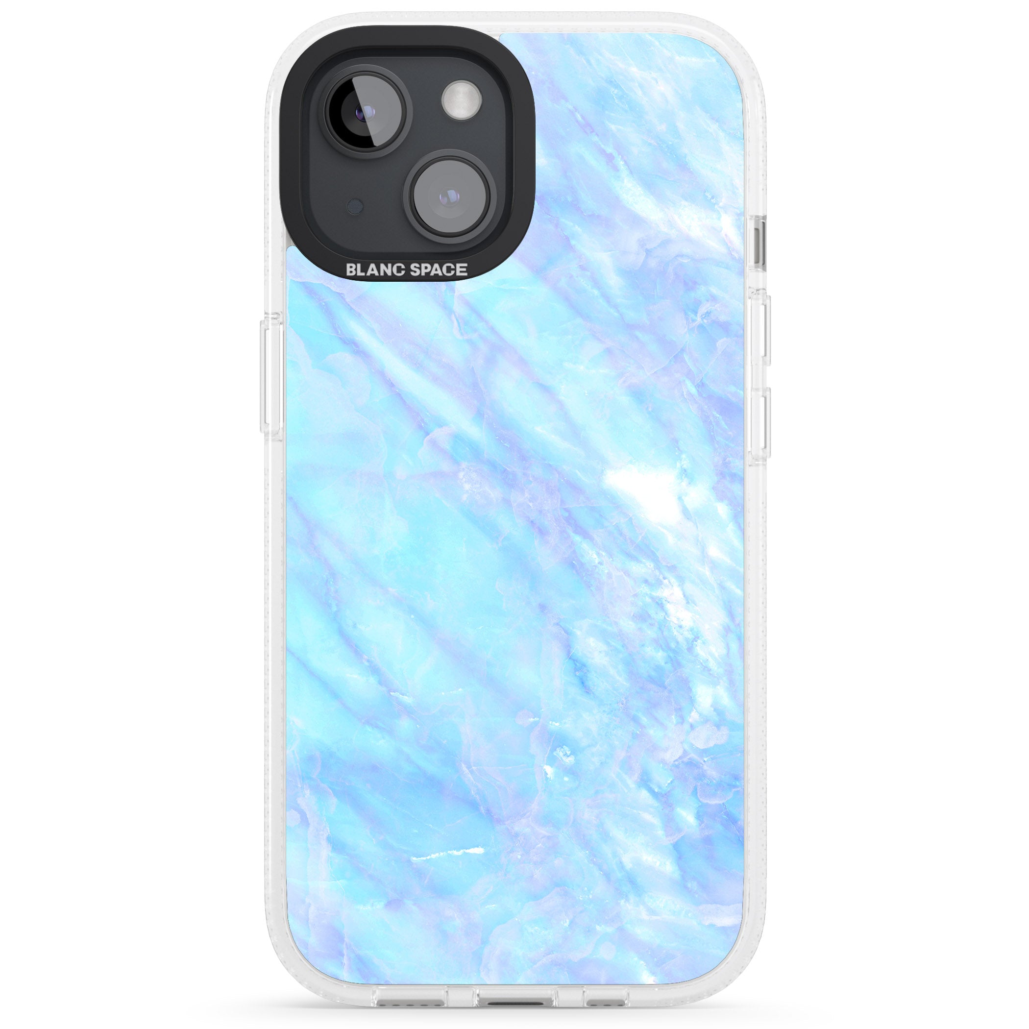 Iridescent Crystal Marble iPhone 15 / 14 / 13 Clear Case Impact Air - Blanc Space
