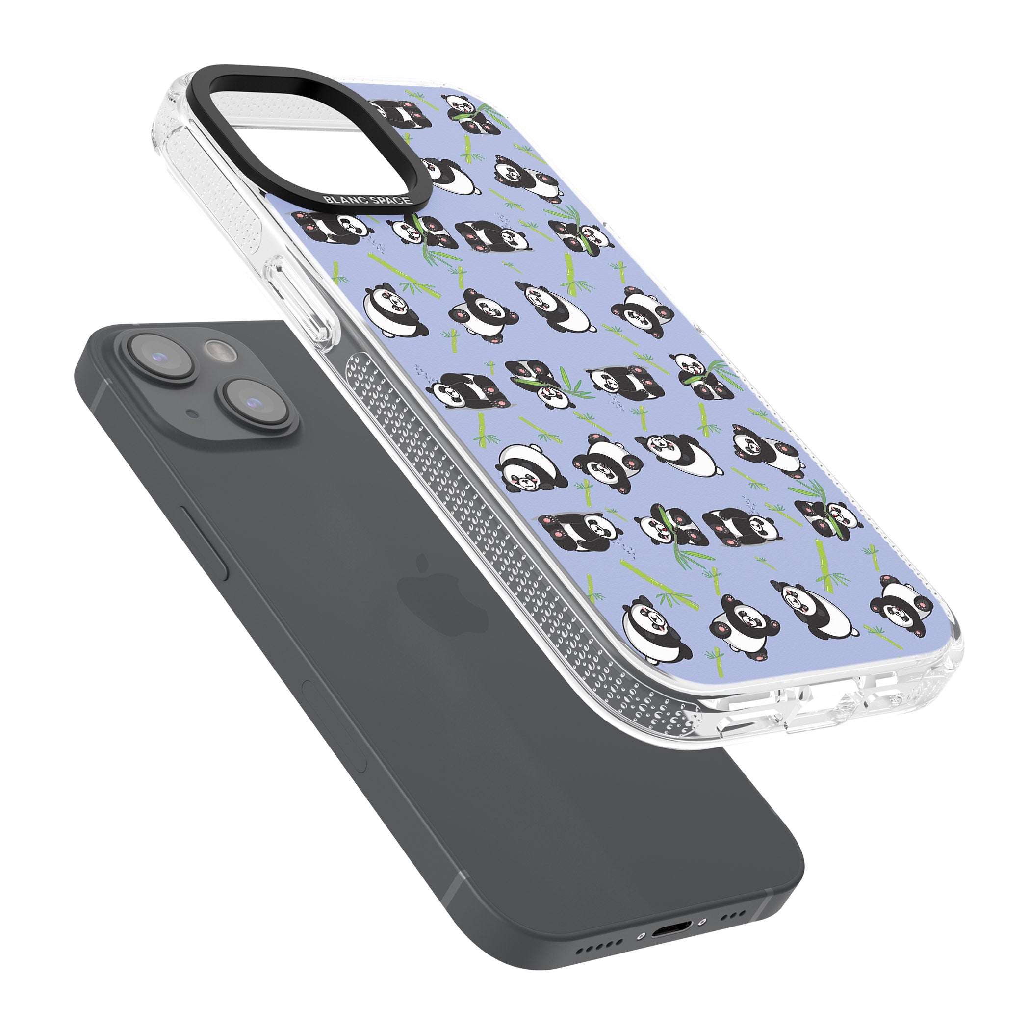 Panda Pattern iPhone 15 / 14 / 13 Clear Case Impact Air - Blanc Space