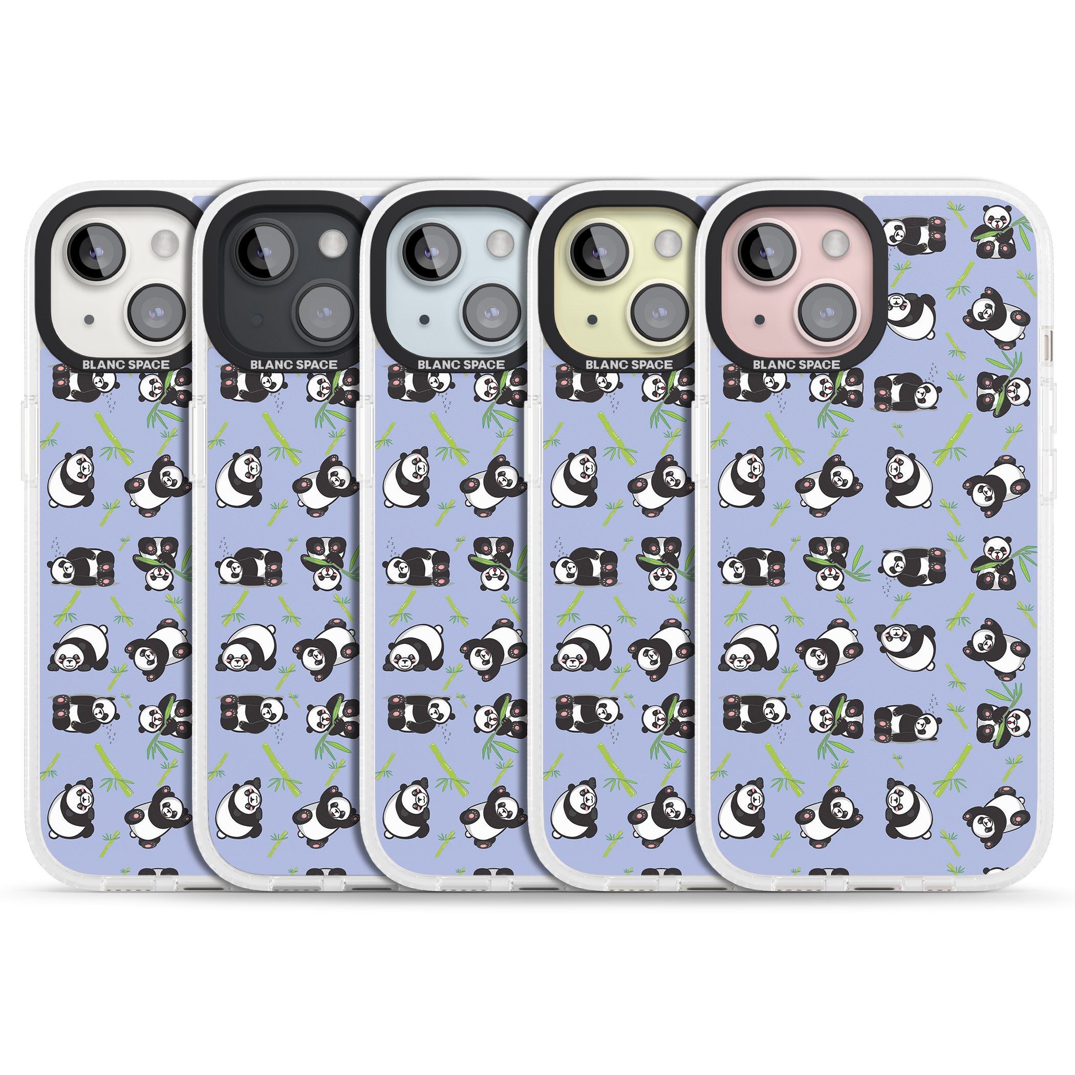 Panda Pattern iPhone 15 / 14 / 13 Clear Case Impact Air - Blanc Space