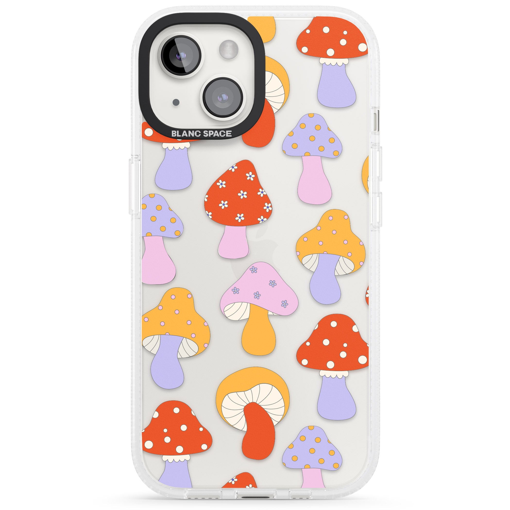 Happy Shrooms iPhone 15 / 14 / 13 Clear Case Impact Air - Blanc Space