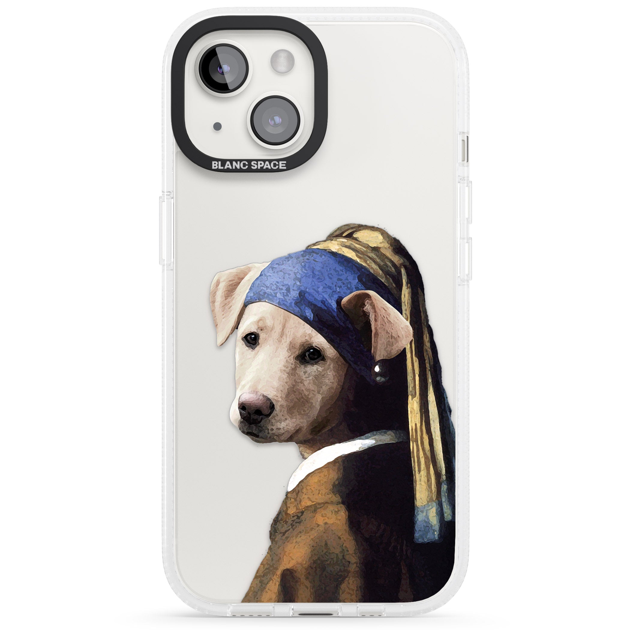 Doggo with a Pearl Earring iPhone 15 / 14 / 13 Clear Case Impact Air - Blanc Space