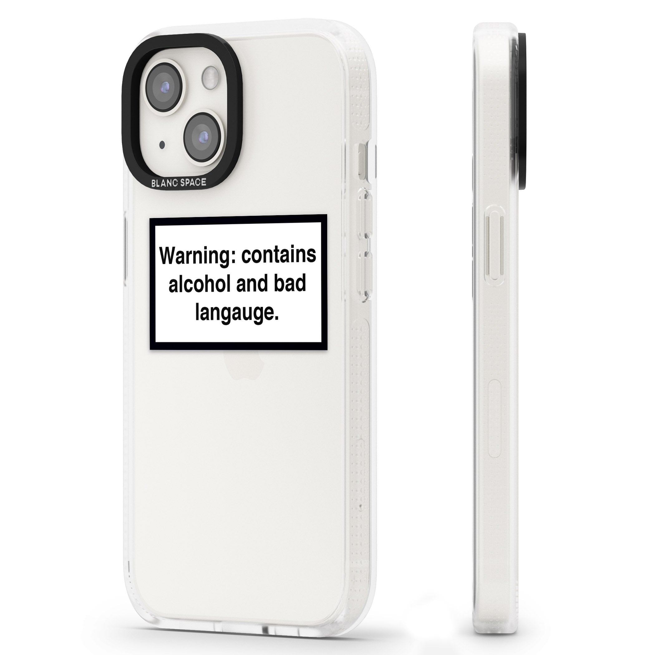 Warning: Contains Alcohol & Bad Language iPhone 15 / 14 / 13 Clear Case Impact Air - Blanc Space
