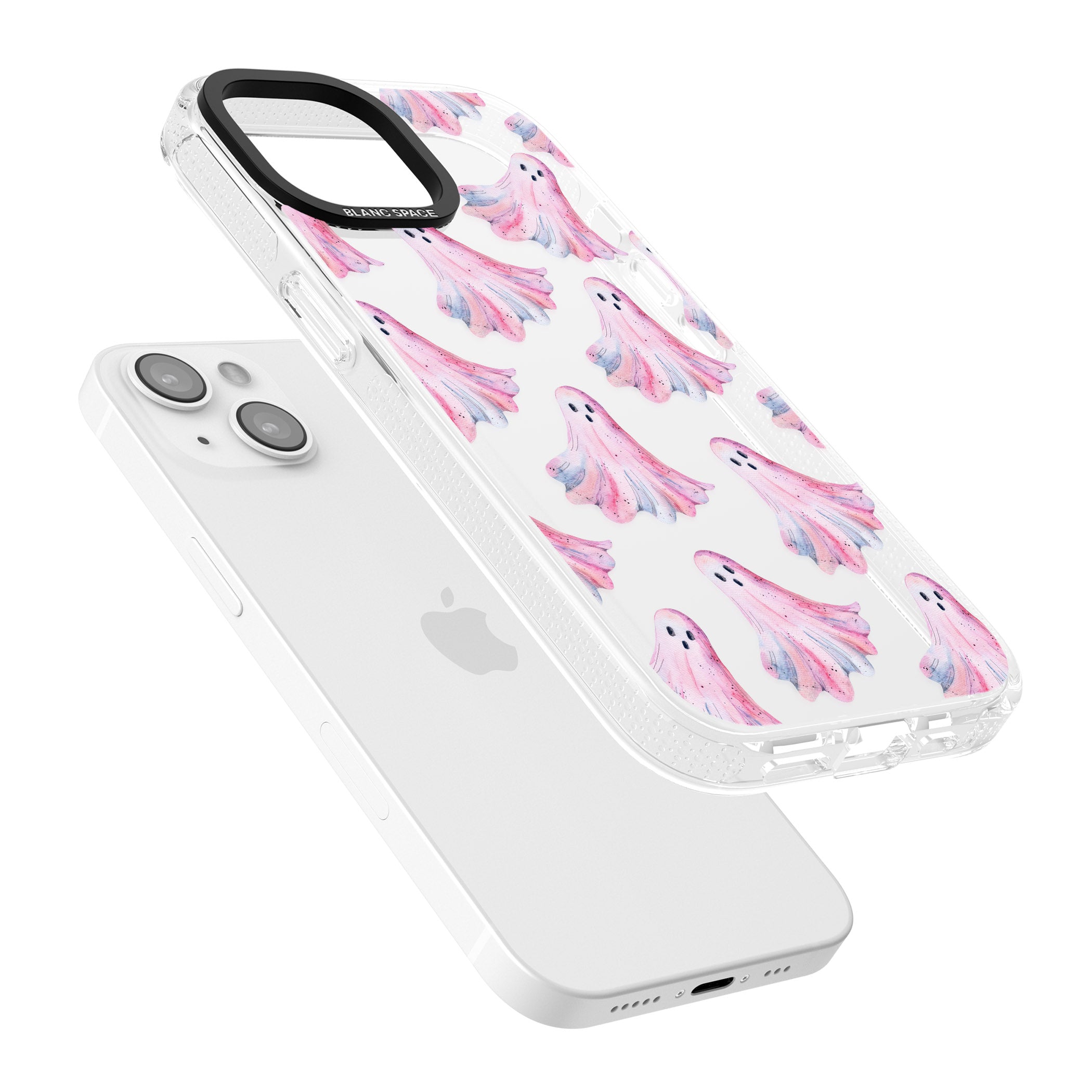Pink Ghosts iPhone 15 / 14 / 13 Clear Case Impact Air - Blanc Space