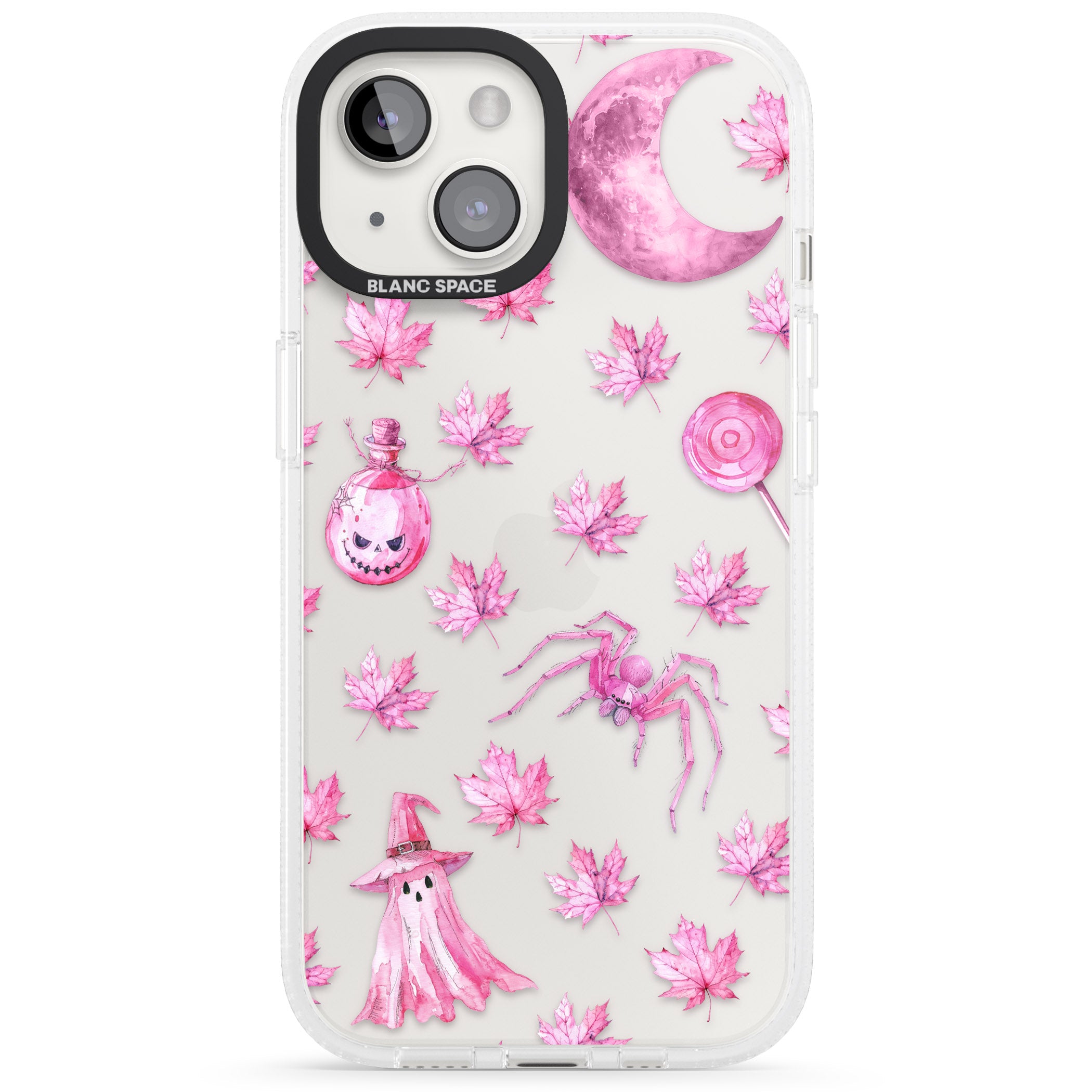 Pink Moon & Maple iPhone 15 / 14 / 13 Clear Case Impact Air - Blanc Space