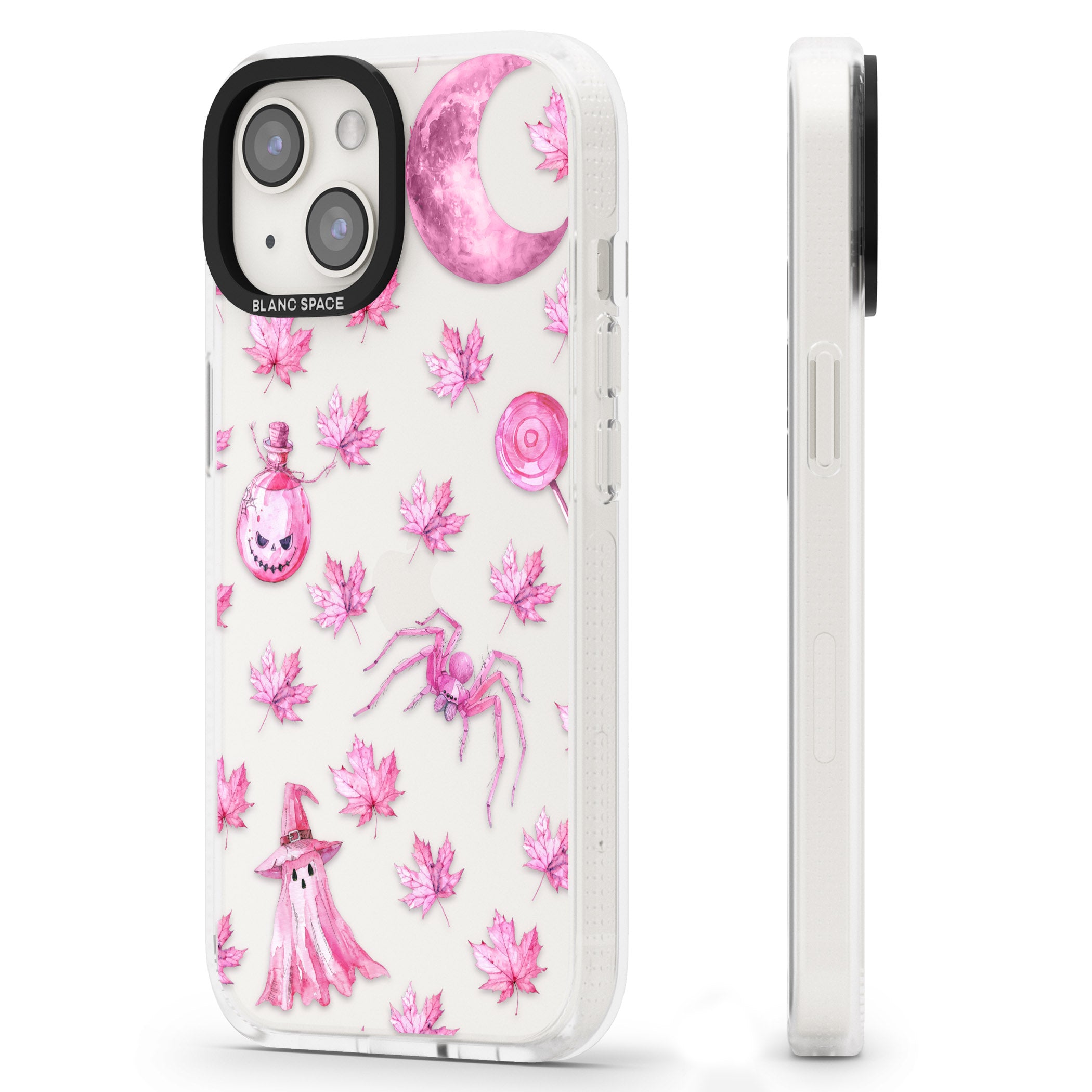 Pink Moon & Maple iPhone 15 / 14 / 13 Clear Case Impact Air - Blanc Space