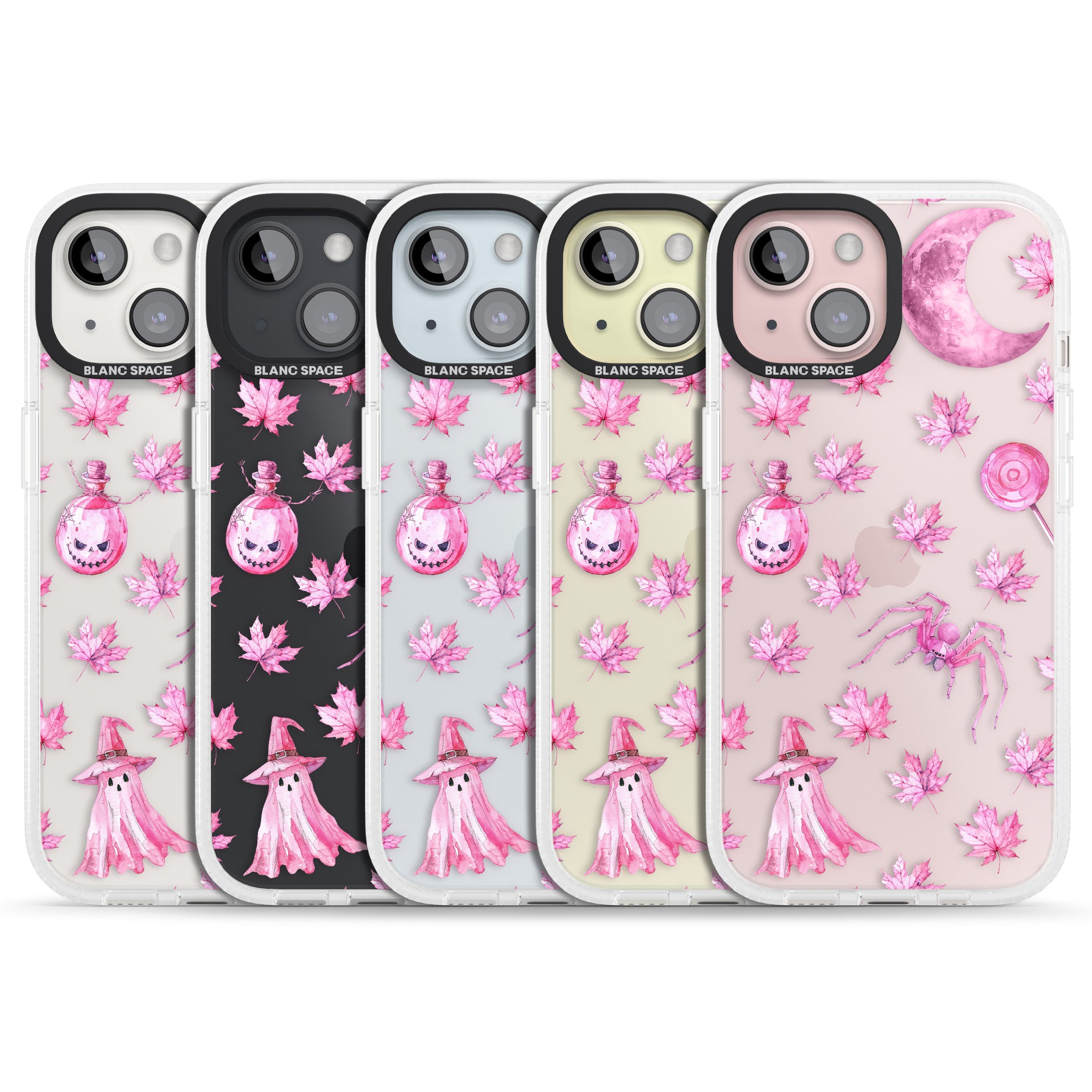 Pink Moon & Maple iPhone 15 / 14 / 13 Clear Case Impact Air - Blanc Space