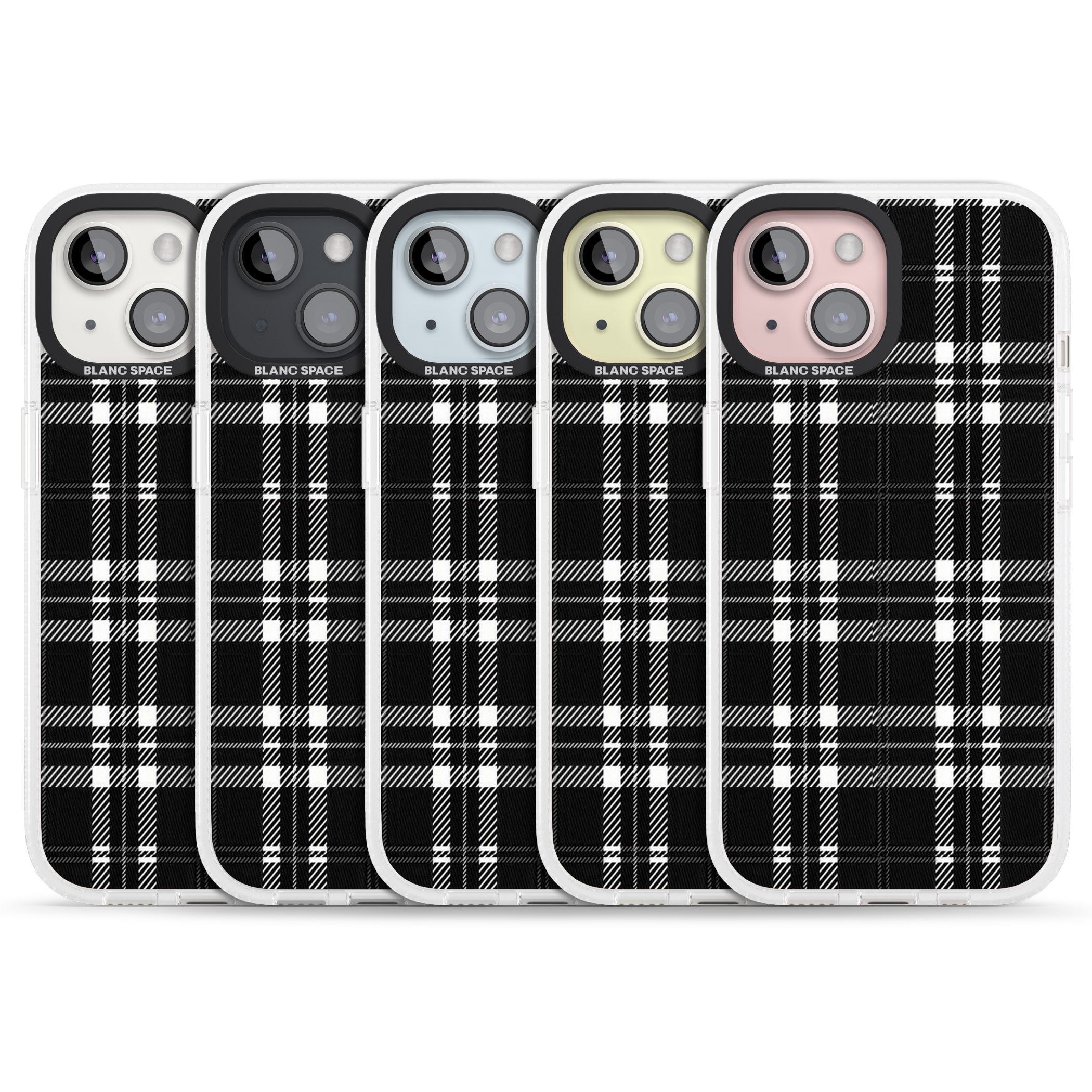 Divine Black Plaid iPhone 15 / 14 / 13 Clear Case Impact Air - Blanc Space