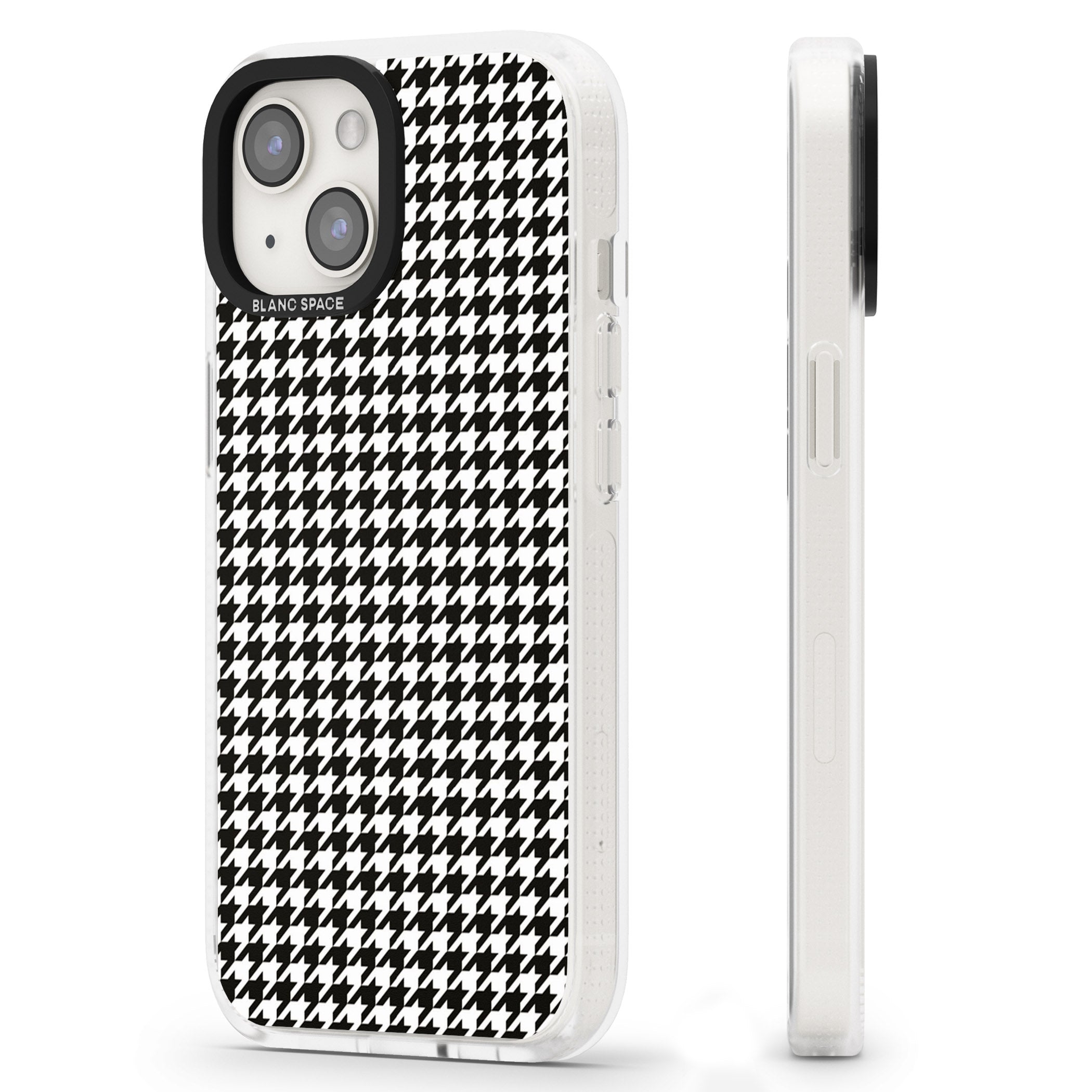 Chic Houndstooth Check iPhone 15 / 14 / 13 Clear Case Impact Air - Blanc Space