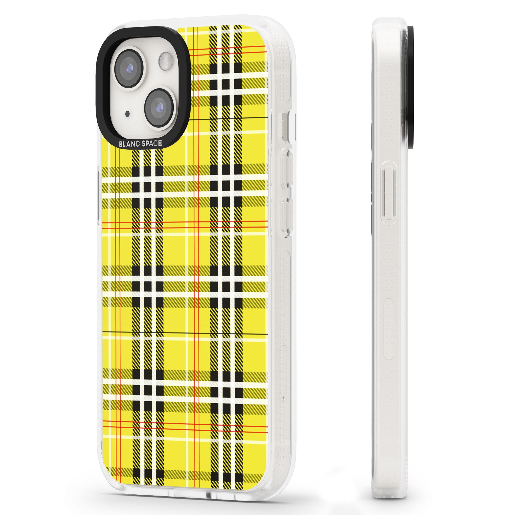 Yellow Plaid iPhone 15 / 14 / 13 Clear Case Impact Air - Blanc Space
