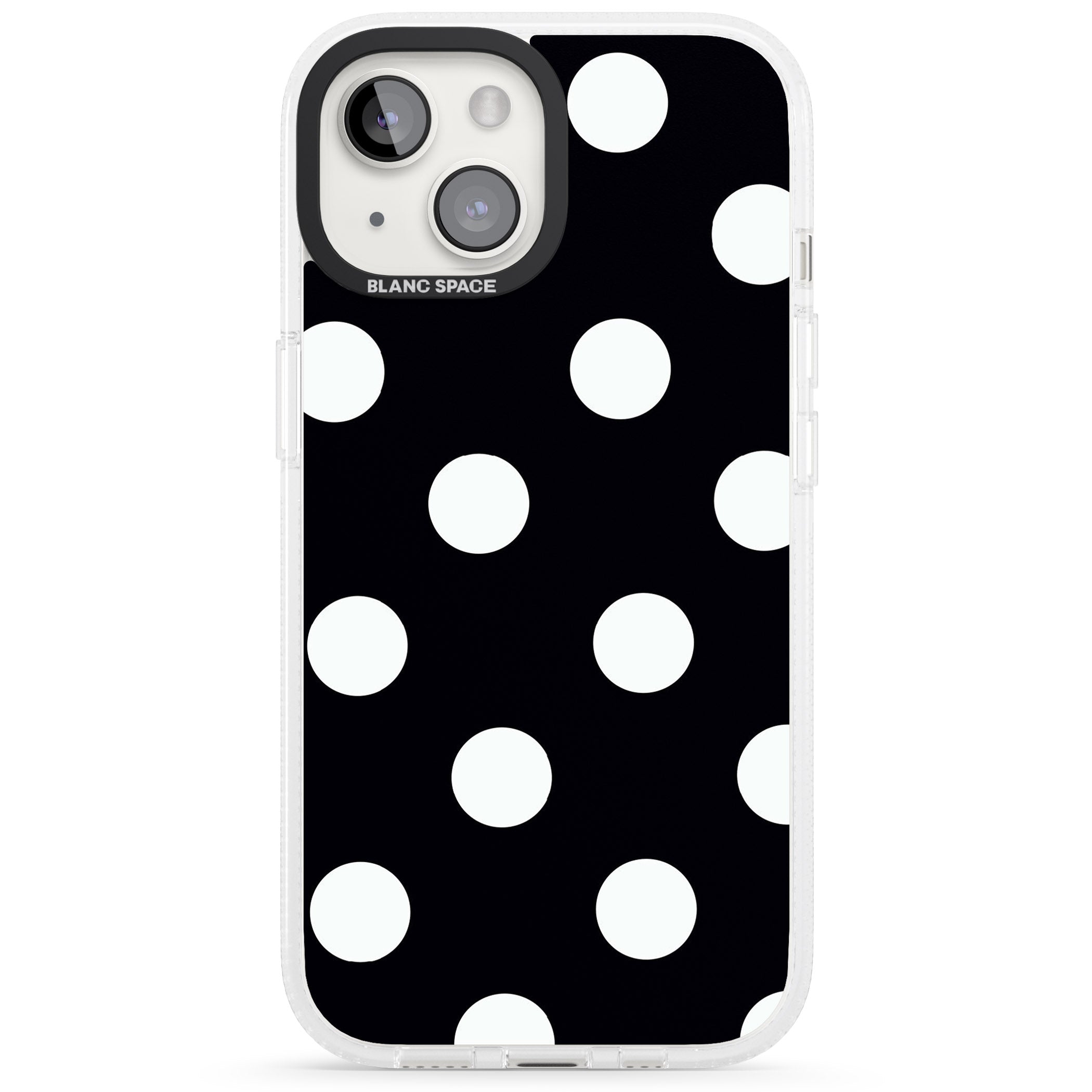Chic Black Polka Dot iPhone 15 / 14 / 13 Clear Case Impact Air - Blanc Space