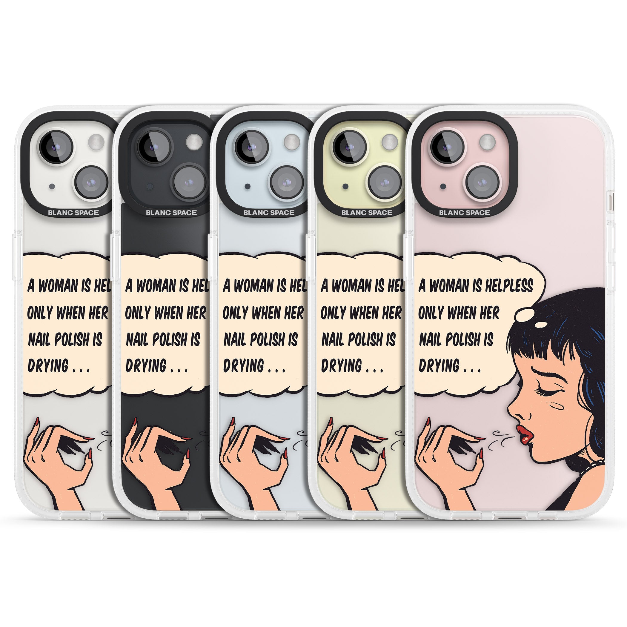 Drying Nails - Pop Art iPhone 15 / 14 / 13 Clear Case Impact Air - Blanc Space