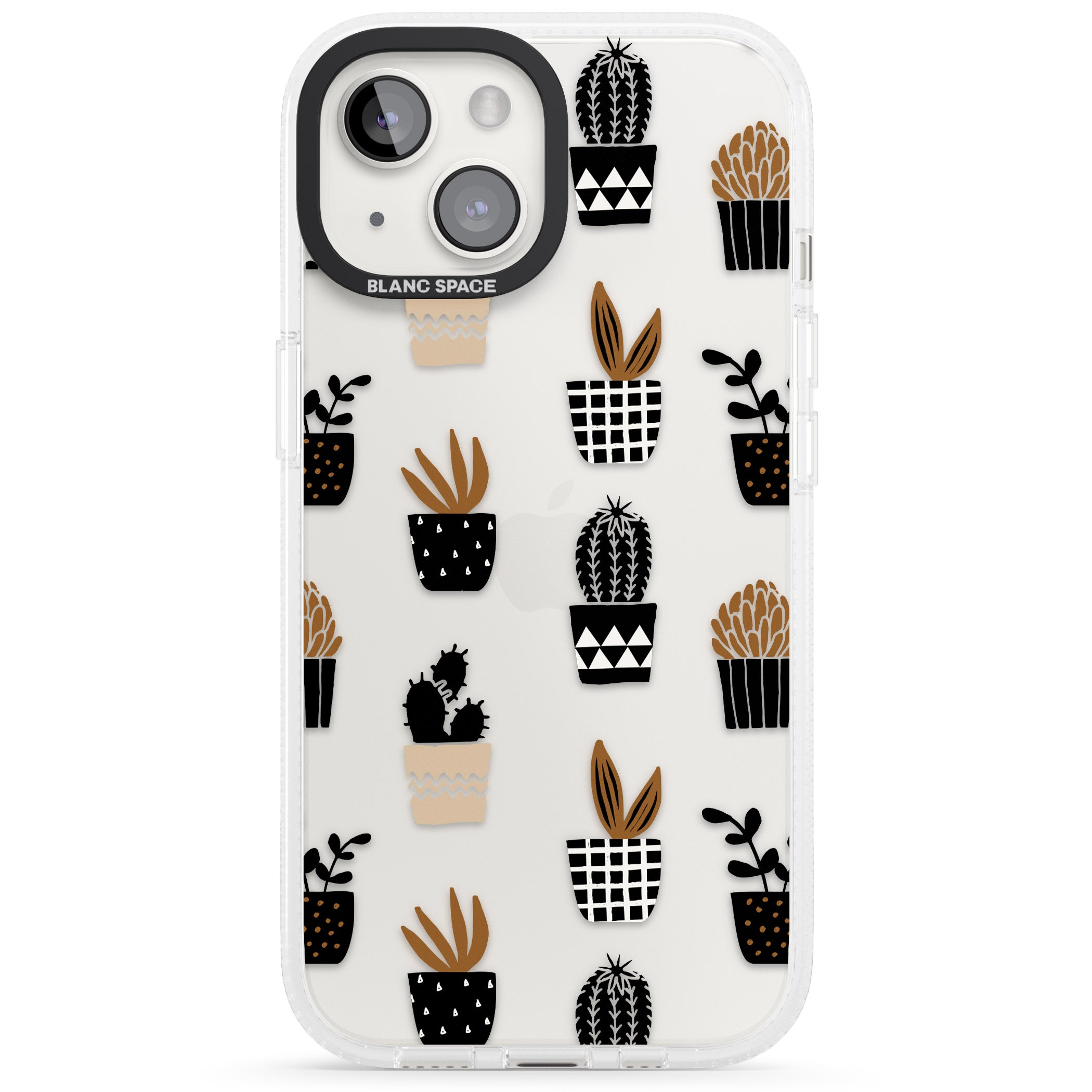 Large Mixed Plants Pattern - Clear iPhone 15 / 14 / 13 Clear Case Impact Air - Blanc Space