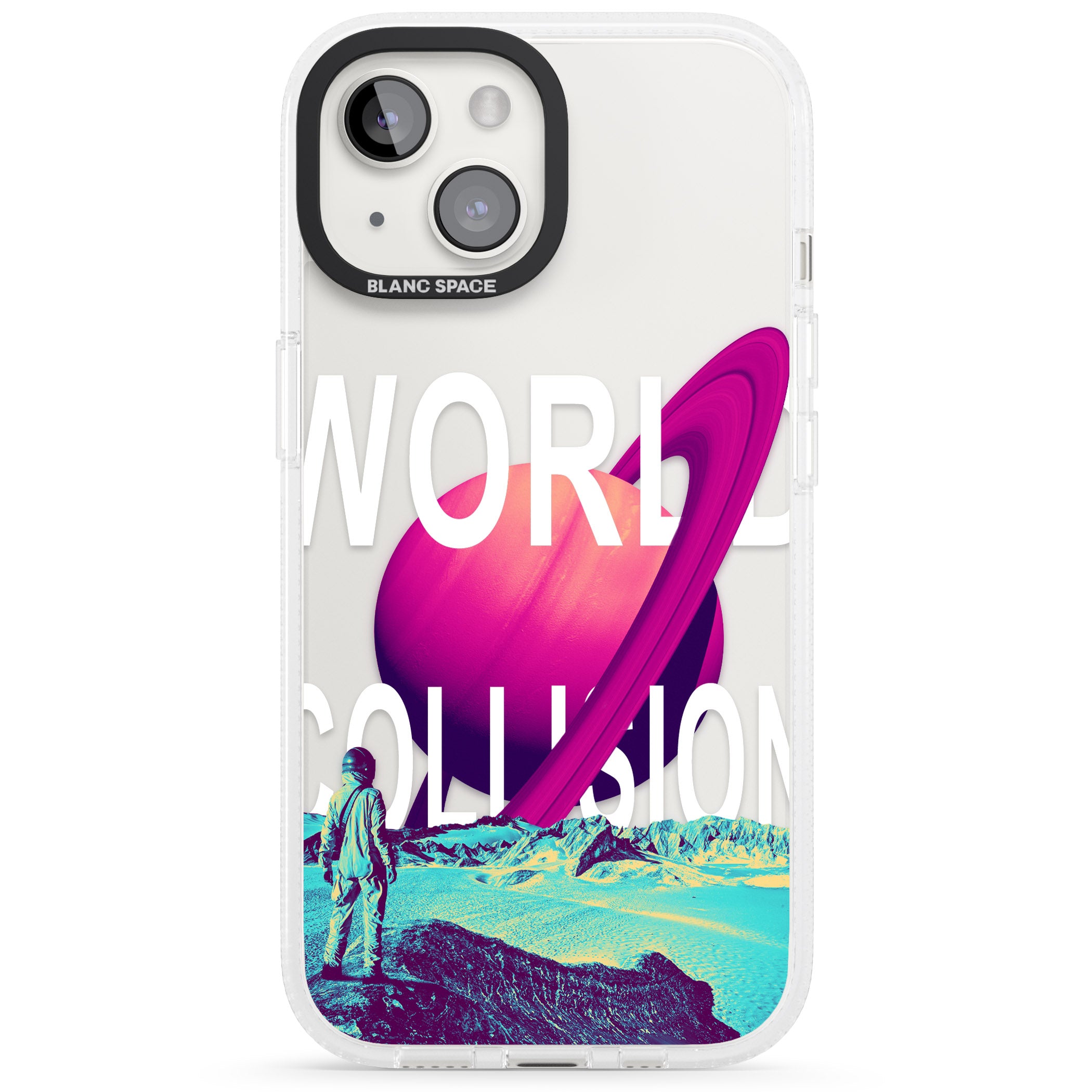 World Collision iPhone 15 / 14 / 13 Clear Case Impact Air - Blanc Space