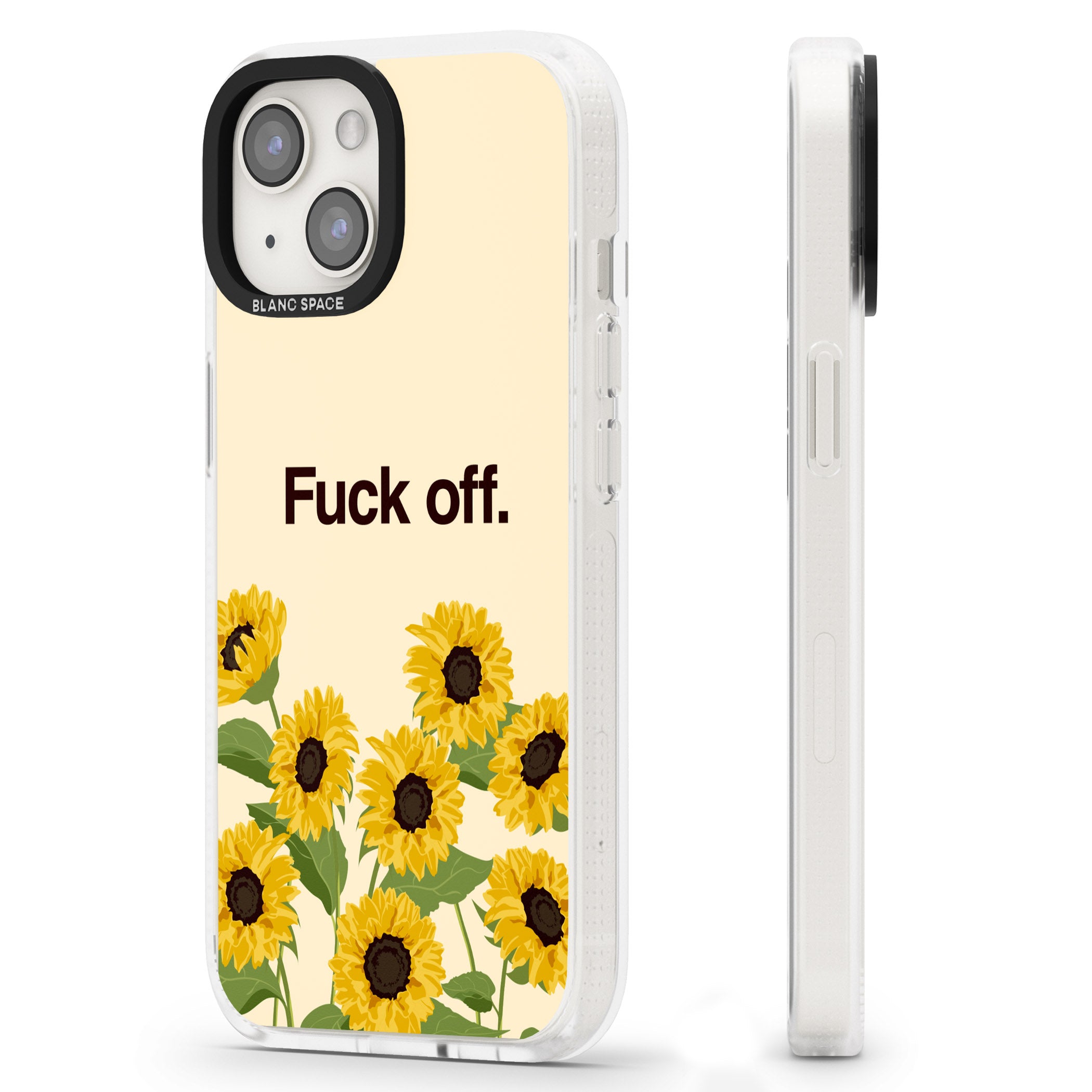 F*ck off iPhone 15 / 14 / 13 Clear Case Impact Air - Blanc Space