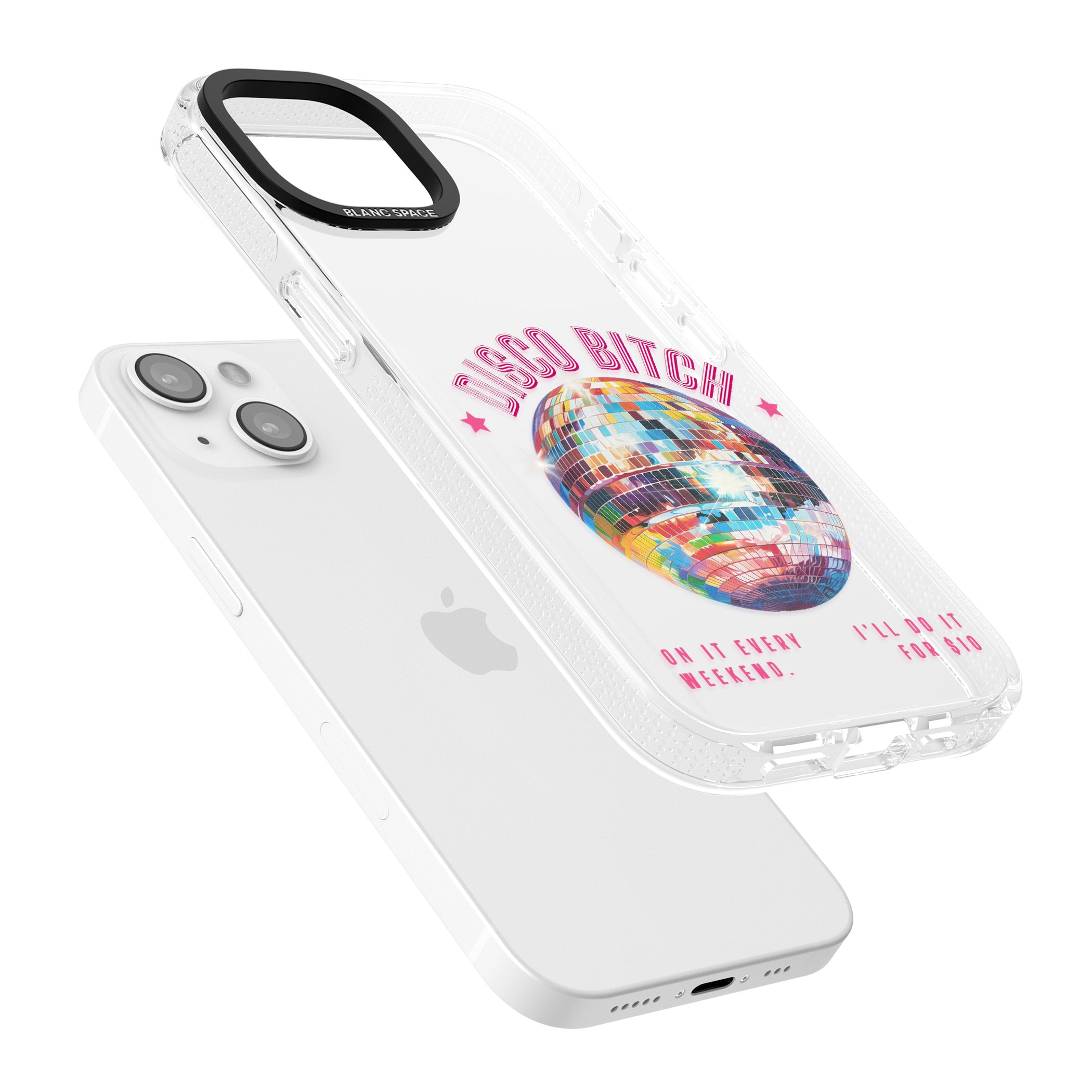 Disco B*tch iPhone 15 / 14 / 13 Clear Case Impact Air - Blanc Space