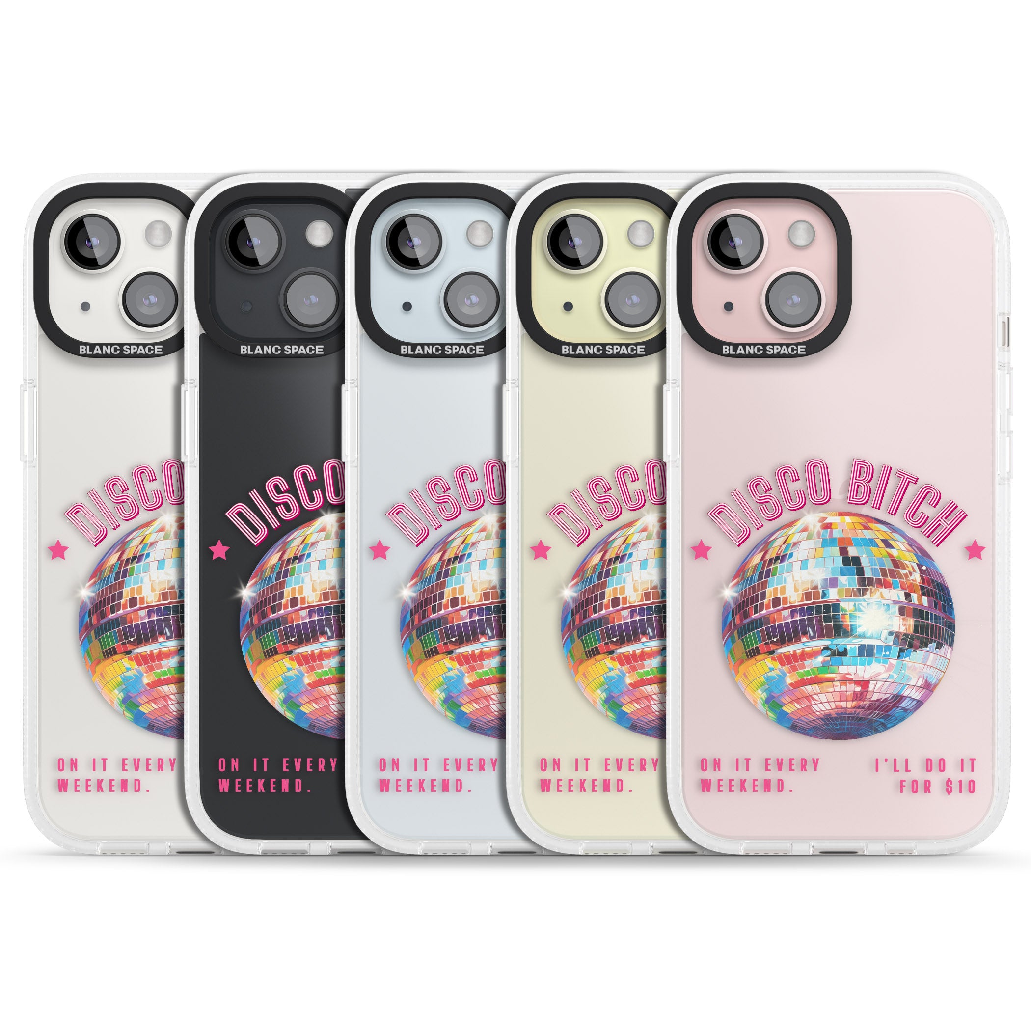 Disco B*tch iPhone 15 / 14 / 13 Clear Case Impact Air - Blanc Space