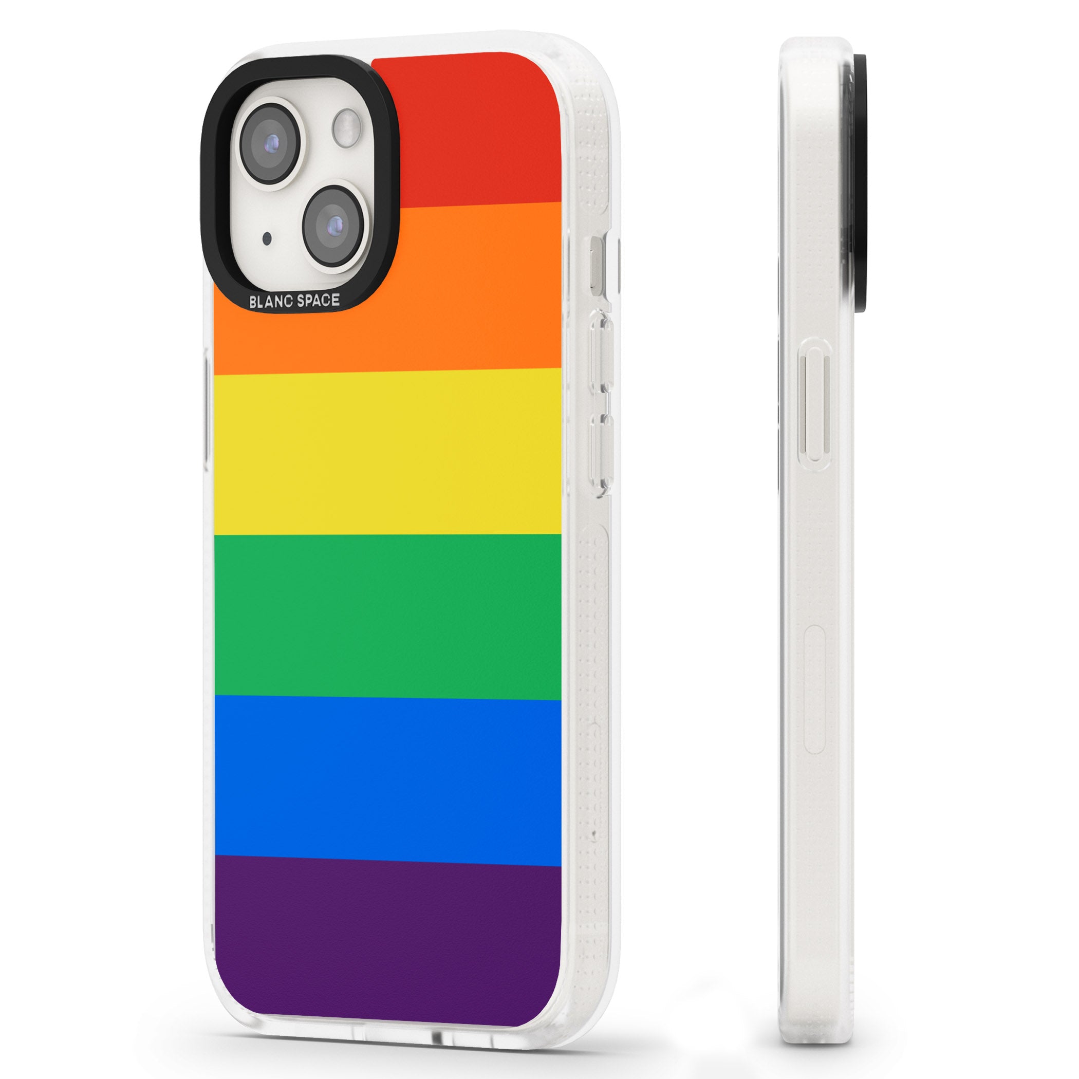 Rainbow Stripes iPhone 15 / 14 / 13 Clear Case Impact Air - Blanc Space