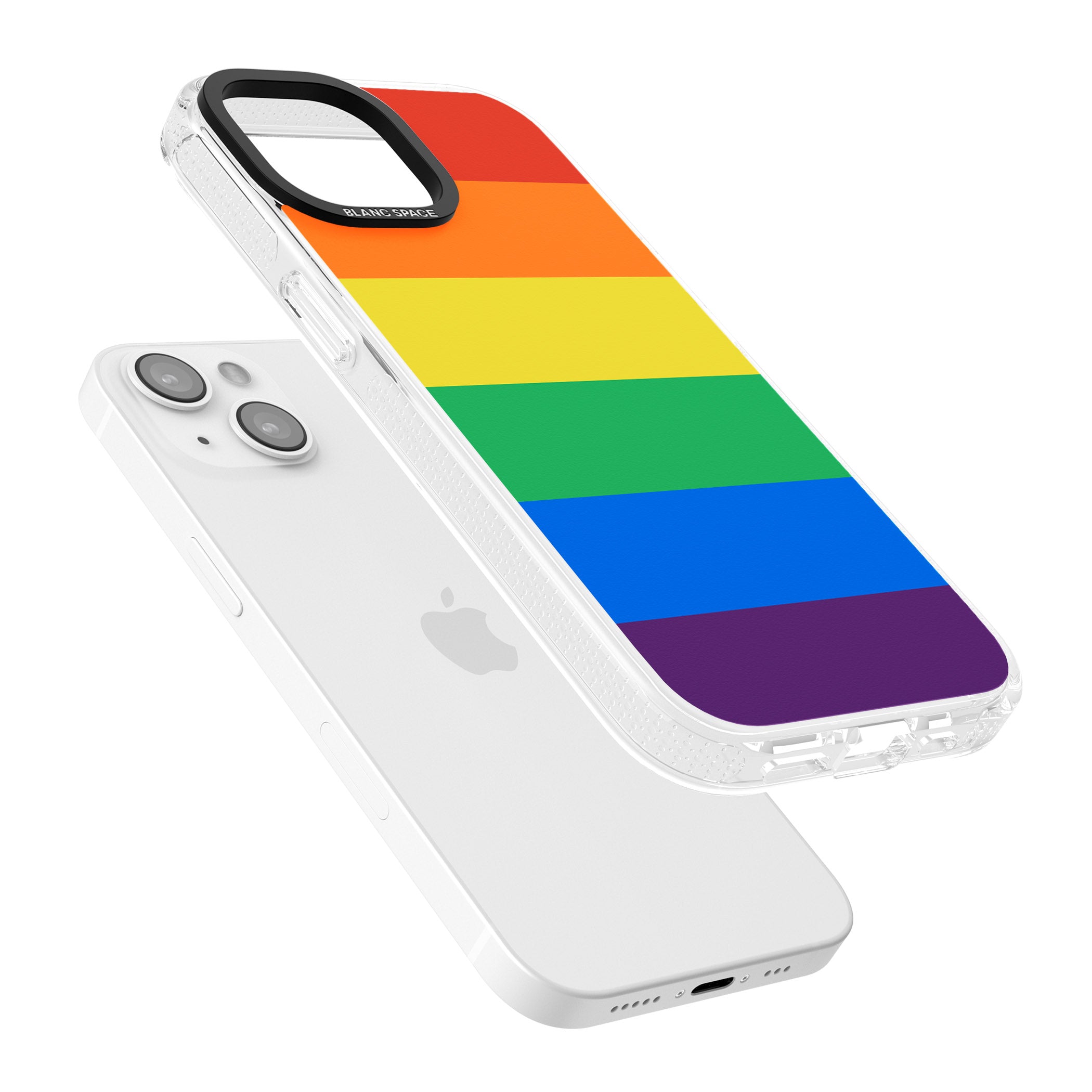 Rainbow Stripes iPhone 15 / 14 / 13 Clear Case Impact Air - Blanc Space