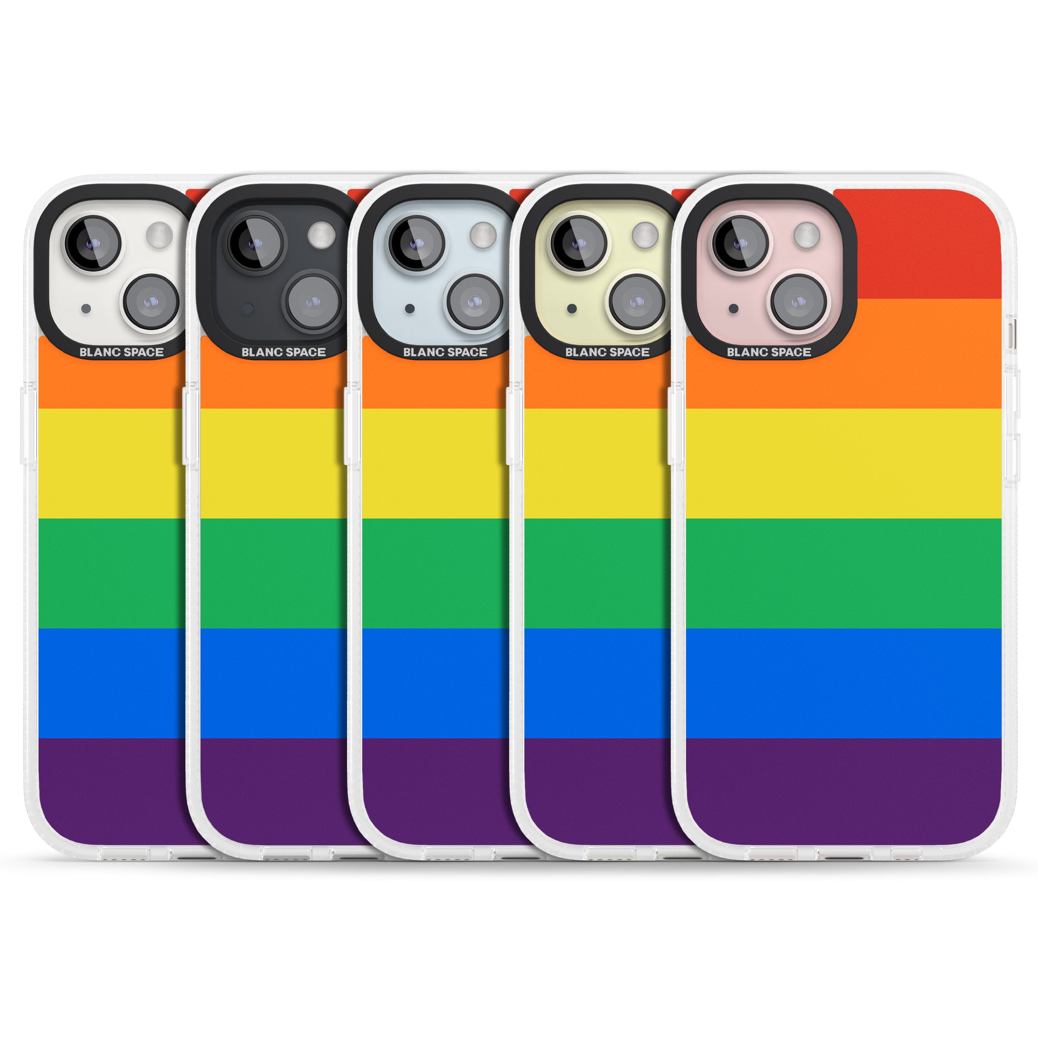 Rainbow Stripes iPhone 15 / 14 / 13 Clear Case Impact Air - Blanc Space