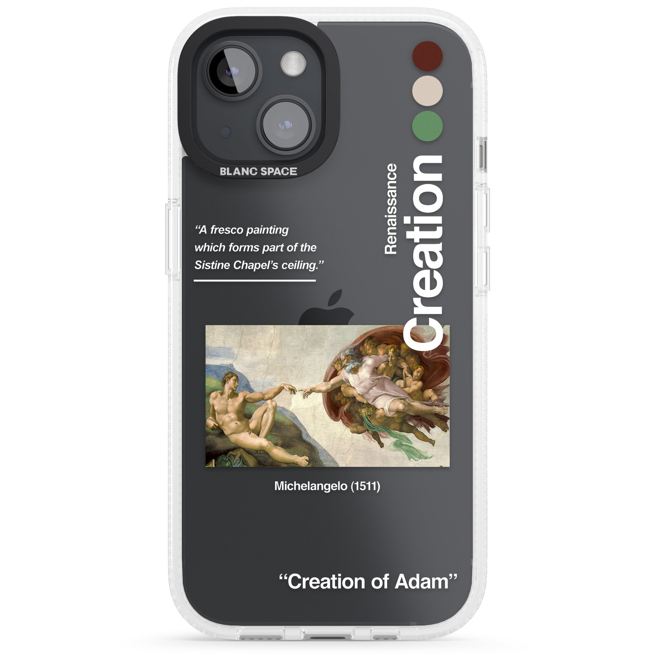 Creation of Adam - Michelangelo iPhone 15 / 14 / 13 Clear Case Impact Air - Blanc Space