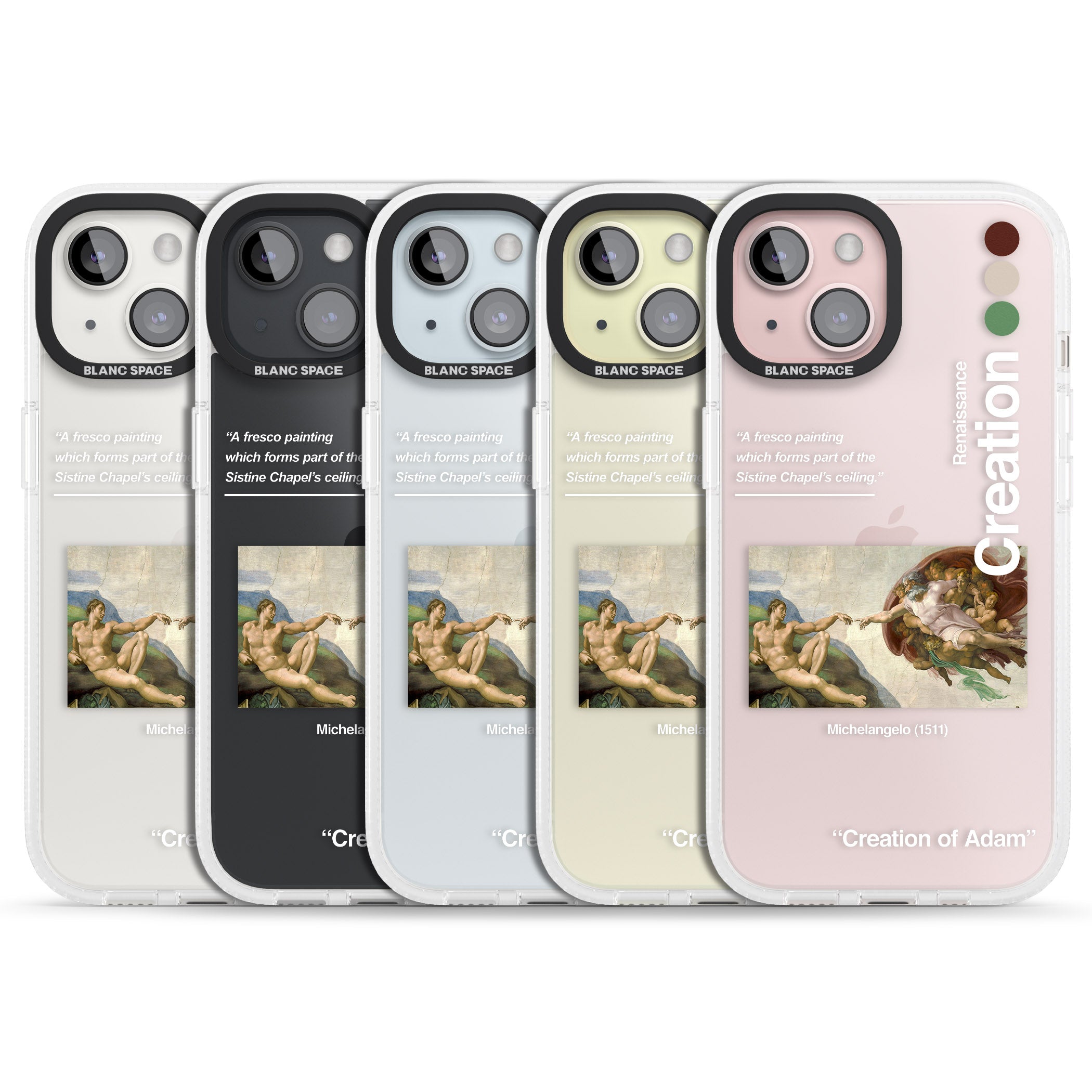 Creation of Adam - Michelangelo iPhone 15 / 14 / 13 Clear Case Impact Air - Blanc Space